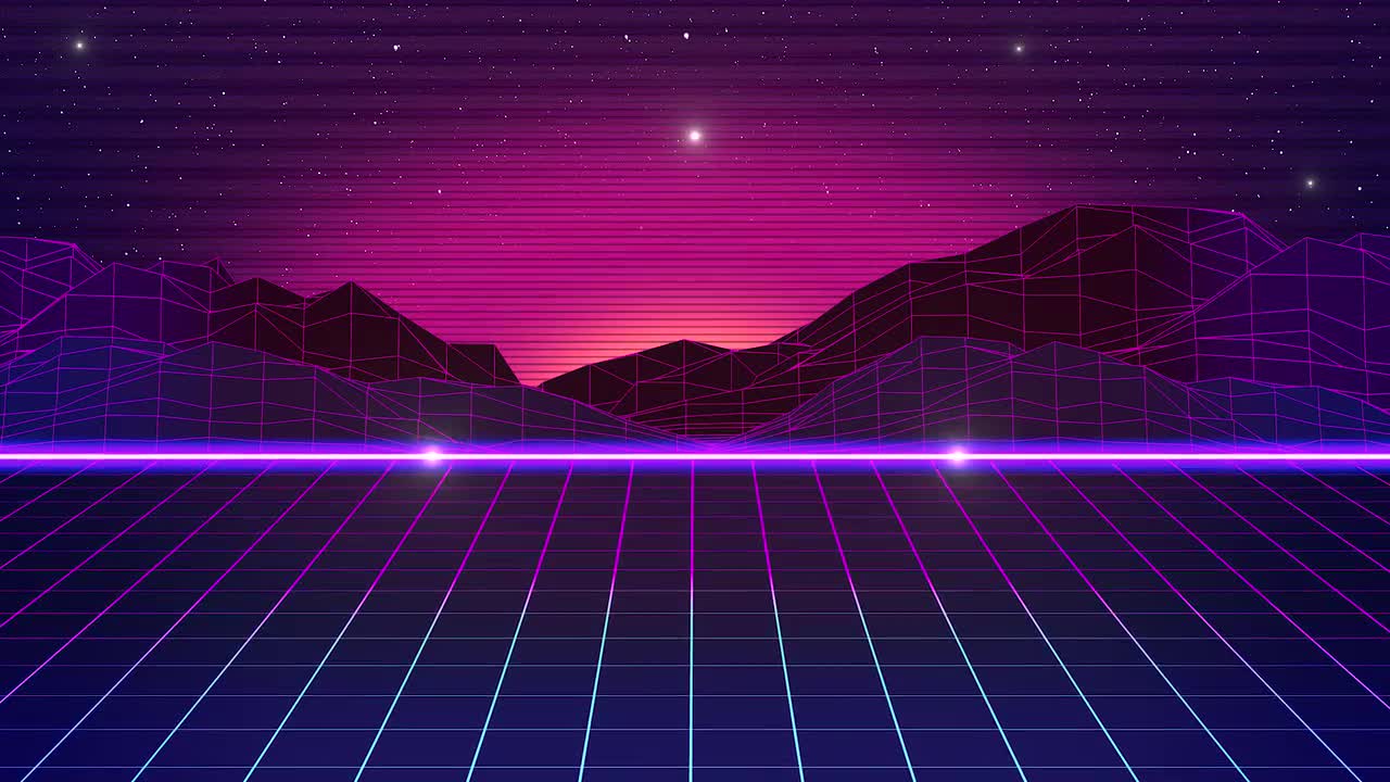 1280x720 80's Retro Futuristic Looped Background Motion Graphics
