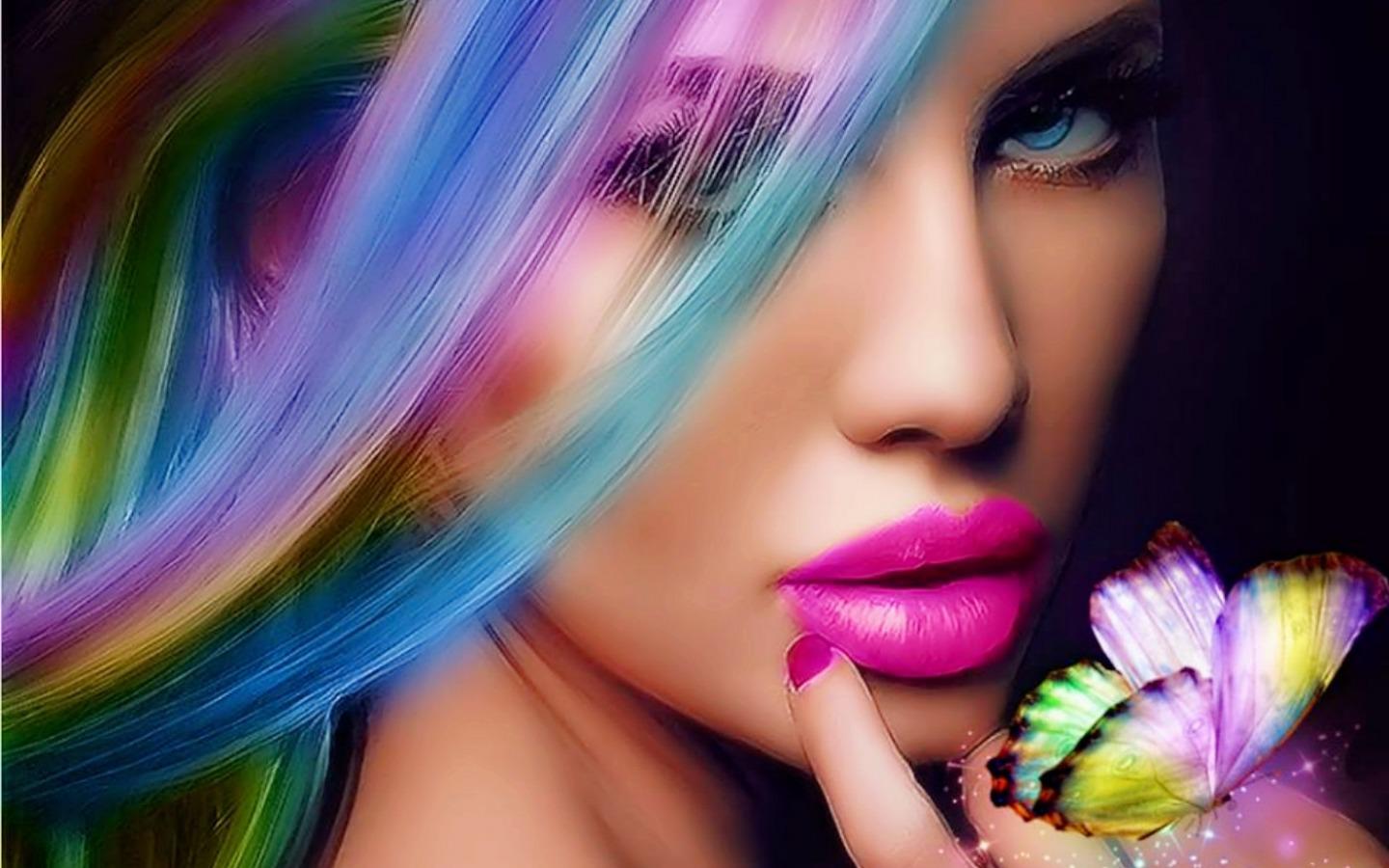 1440x900 Rainbow Hair Background