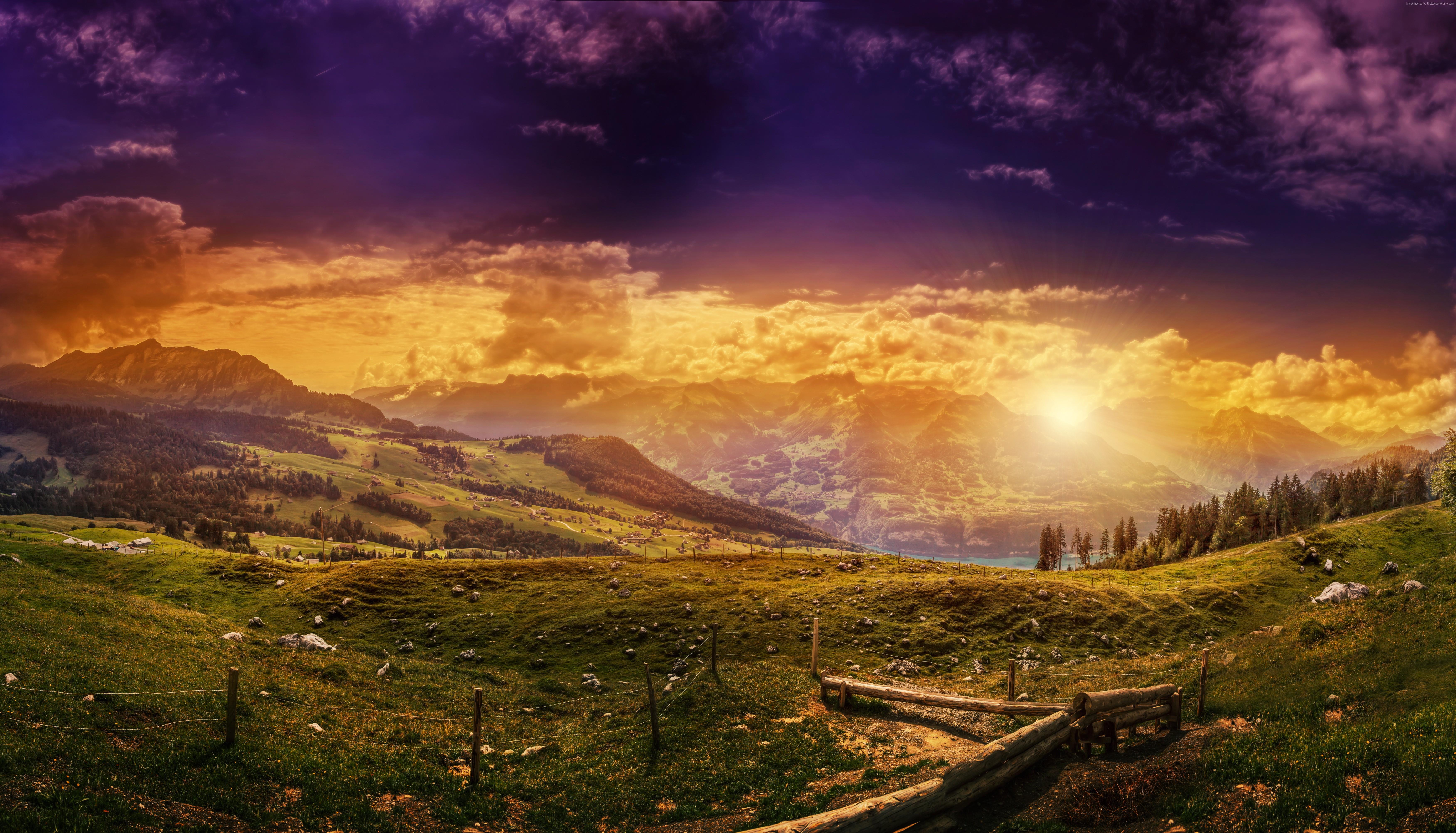 7000x4007 #Mountains, k wallpaper, k, #hills, #sunset, k, #HD, #Switzerland, #meadows. Mocah HD Wallpaper