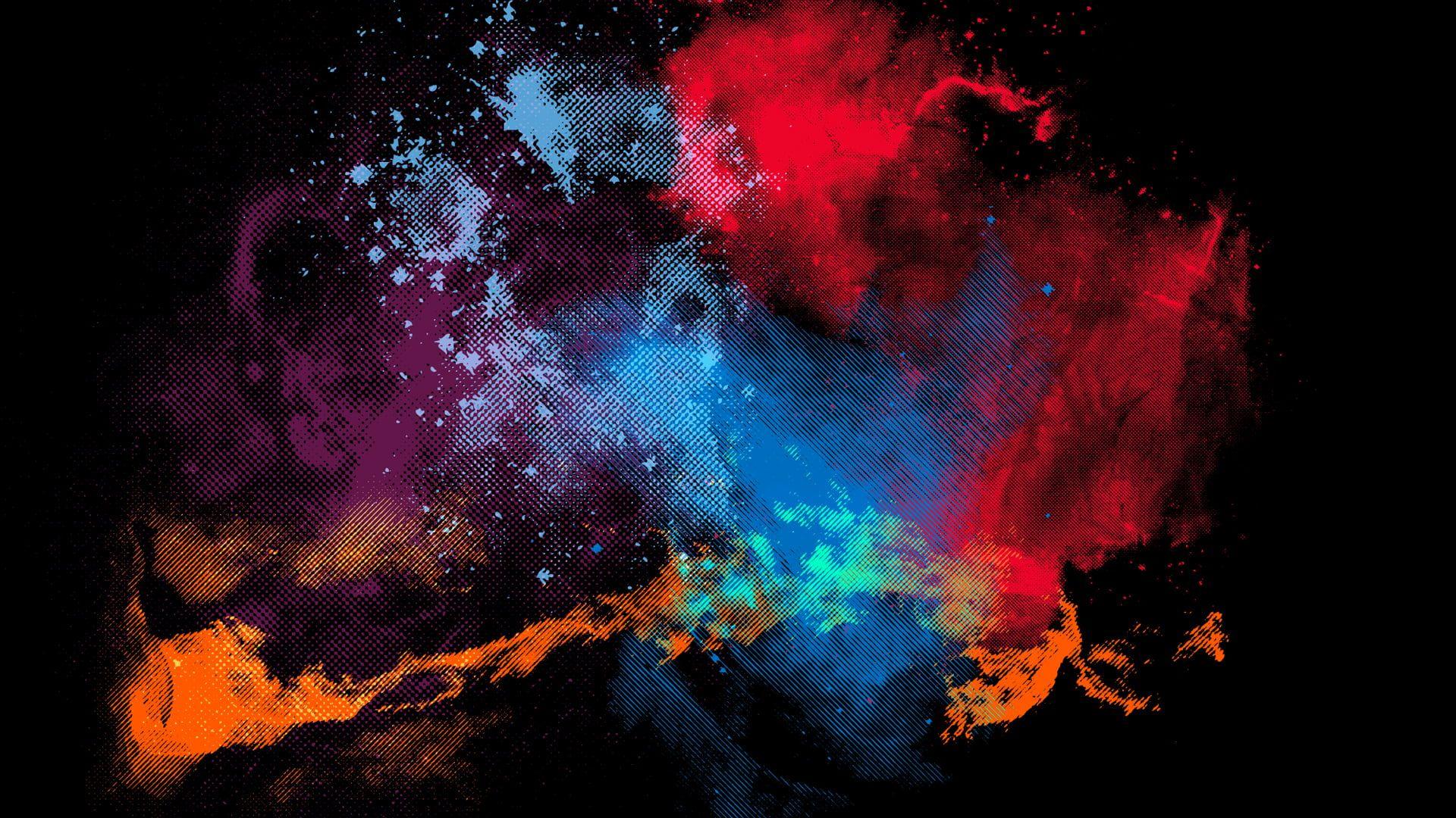 1920x1080 multicolored abstract wallpaper #abstract digital art black background halftone pattern #. Abstract wallpaper, Black background wallpaper, Background HD wallpaper