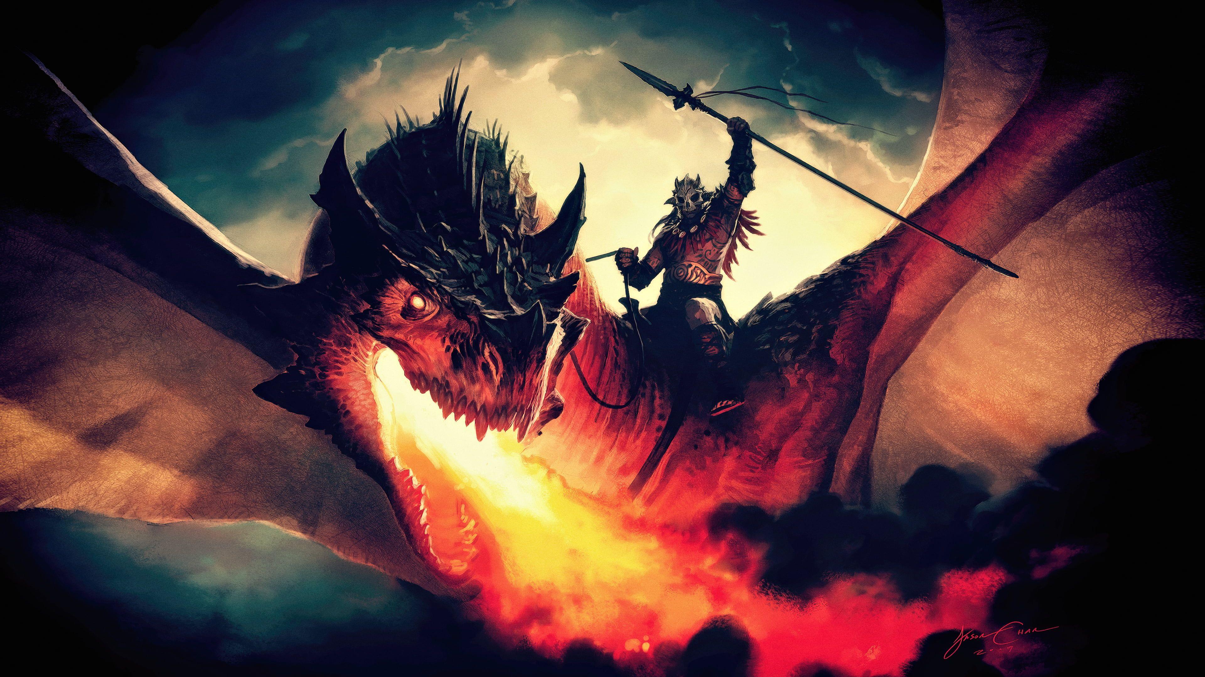 3840x2160 fantasy art #artwork fan art concept art #dark digital art #dragon #creature #mythology #animals #Gamer Magic: The G. Fantasy art, Concept art, Posters art prints