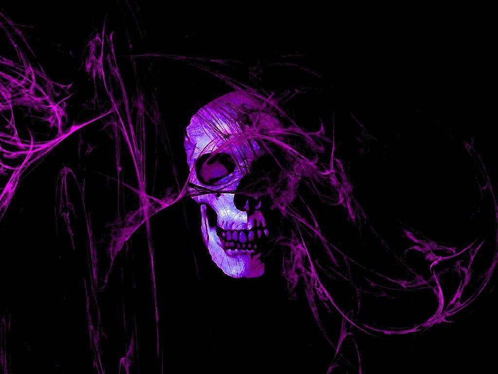 1024x768 Purple Skull Wallpaper, HD Purple Skull Background