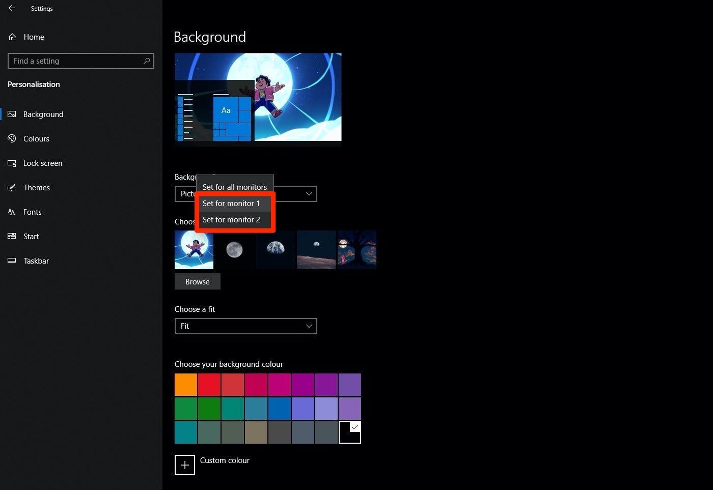 1400x963 How to Set Different Wallpaper on Dual Monitors in Windows 10