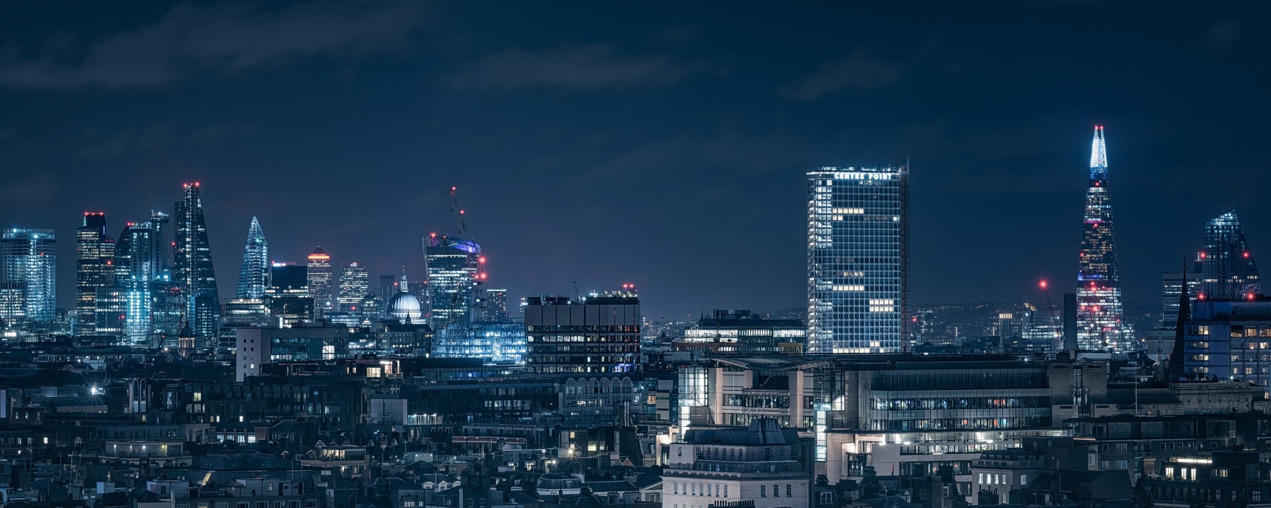 2560x1024 Wallpaper 4k London Chasing Skylines Nightscape 4k 4k Wallpaper, Hd Wallpaper, London Wallpaper, Night Wallpaper, Skyline Wallpaper, World Wallpaper