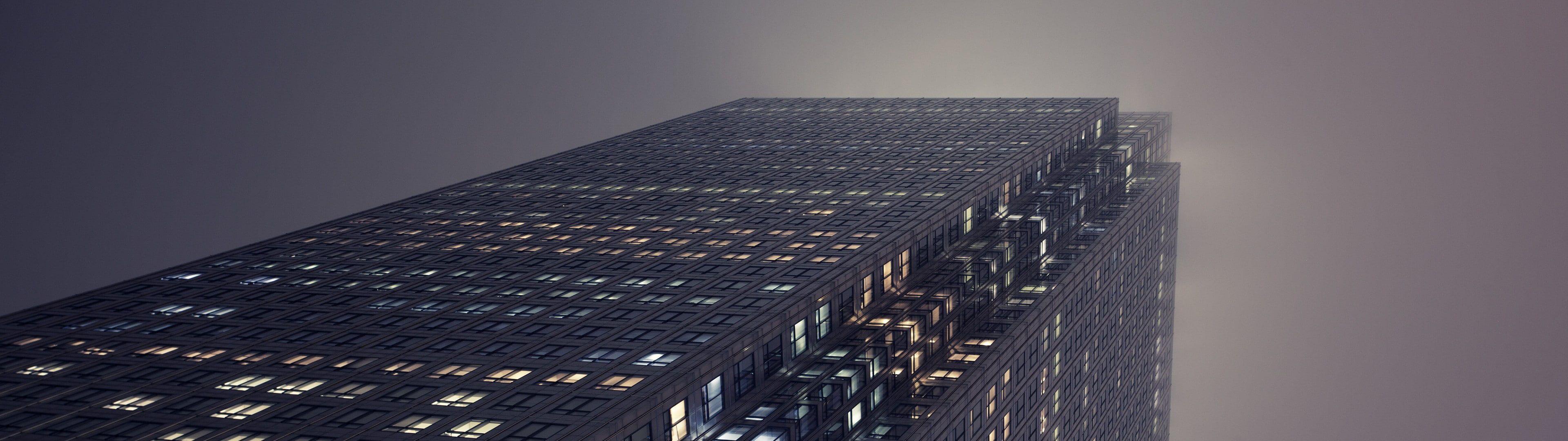 3840x1080 HD wallpaper: mist, lights, skyscraper, multiple display, dual monitors, London 4K of Wallpaper for Andriod