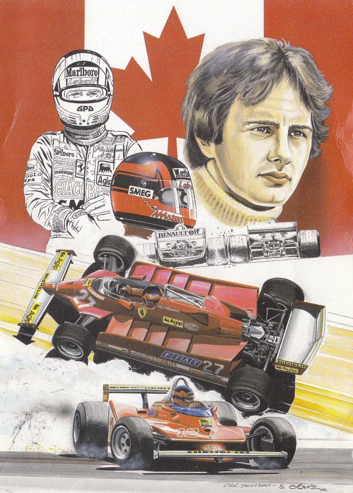 1146x1600 johan postcards: Canada / Québec Villeneuve. F1 art, Red race, Vintage racing