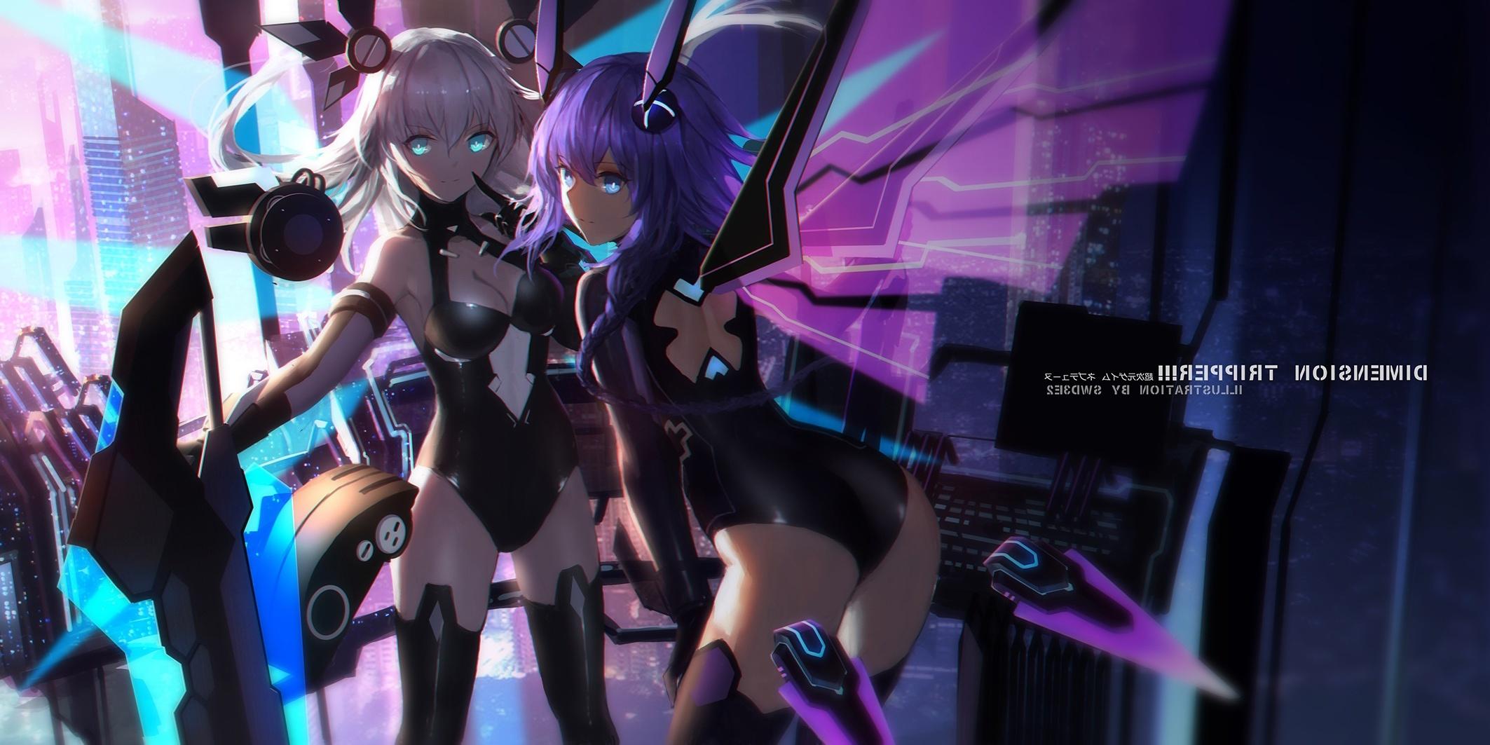 2126x1063 Wallpaper Bodysuit, Wings, Anime Girls, Dark Theme, Sci Fi:2126x1063