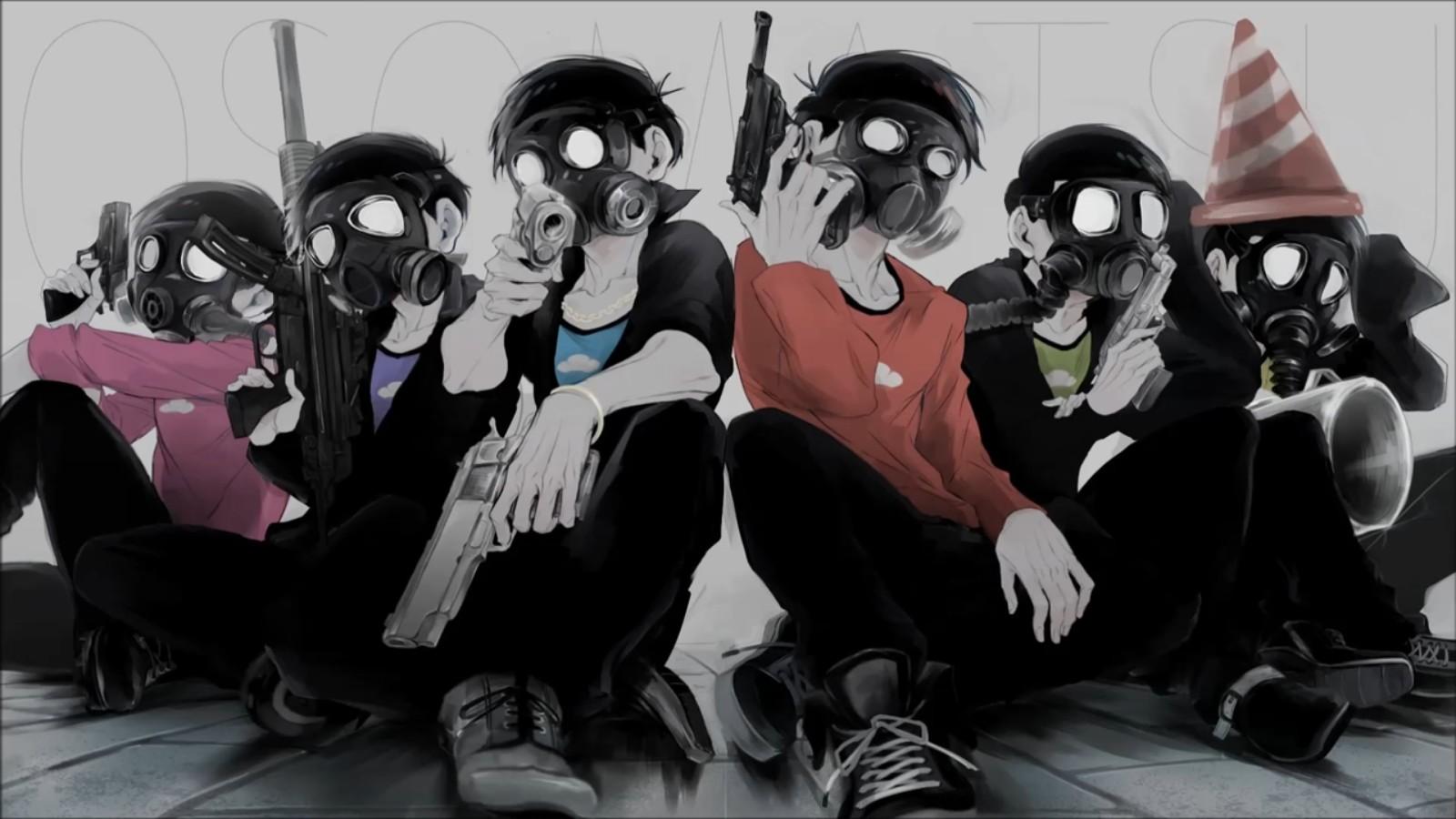 1600x900 anime anime boys gas masks wallpaper