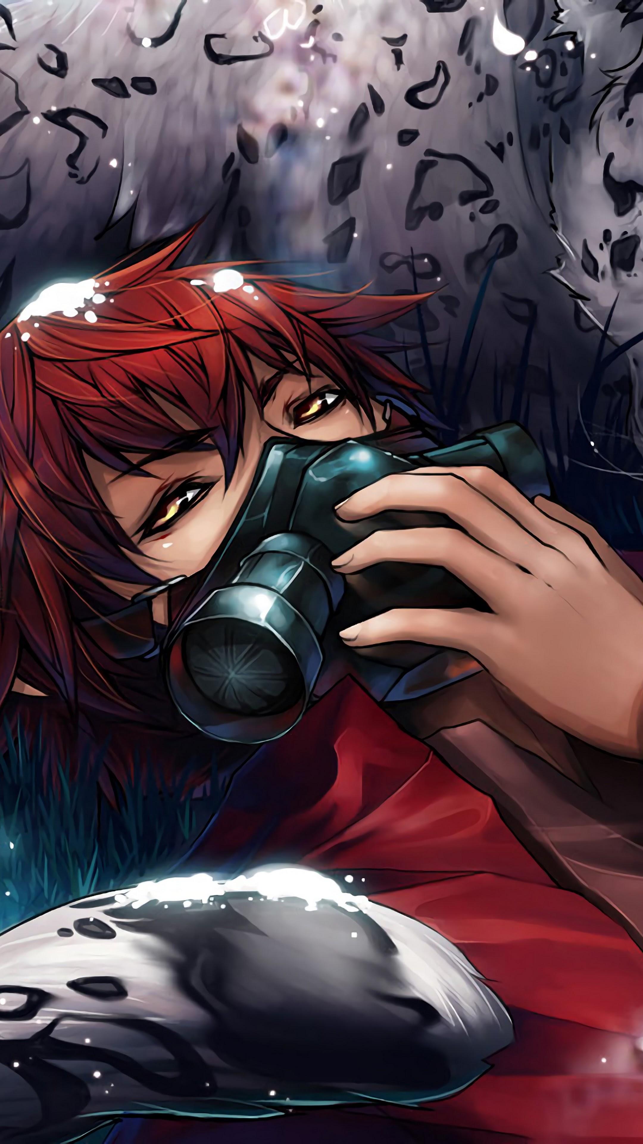 2160x3840 Anime Gas Mask White Tiger 4K Wallpaper