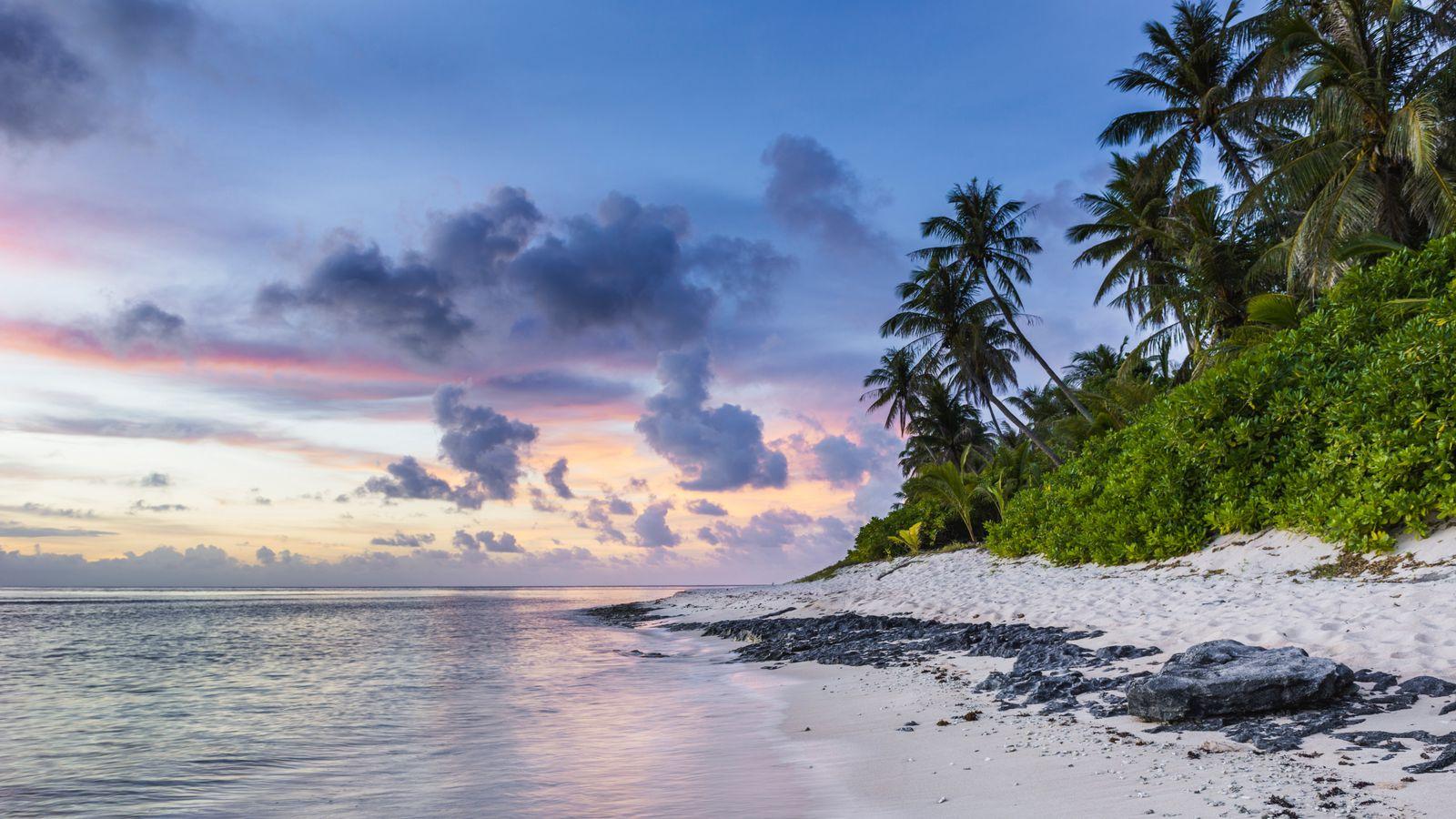 1600x900 Download wallpaper 1600x900 beach, palms, sand, ocean widescreen 16:9 HD background