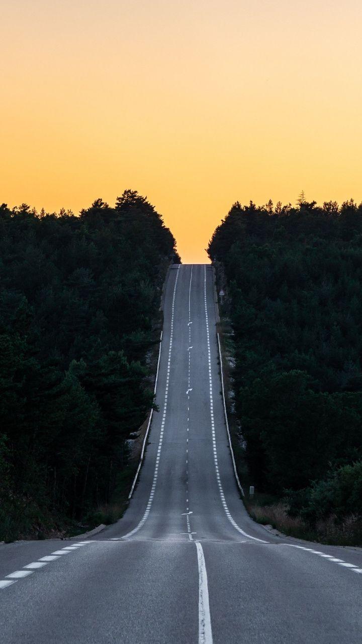 720x1280 Road, journey, sunset, France, 720x1280 wallpaper. Sunset