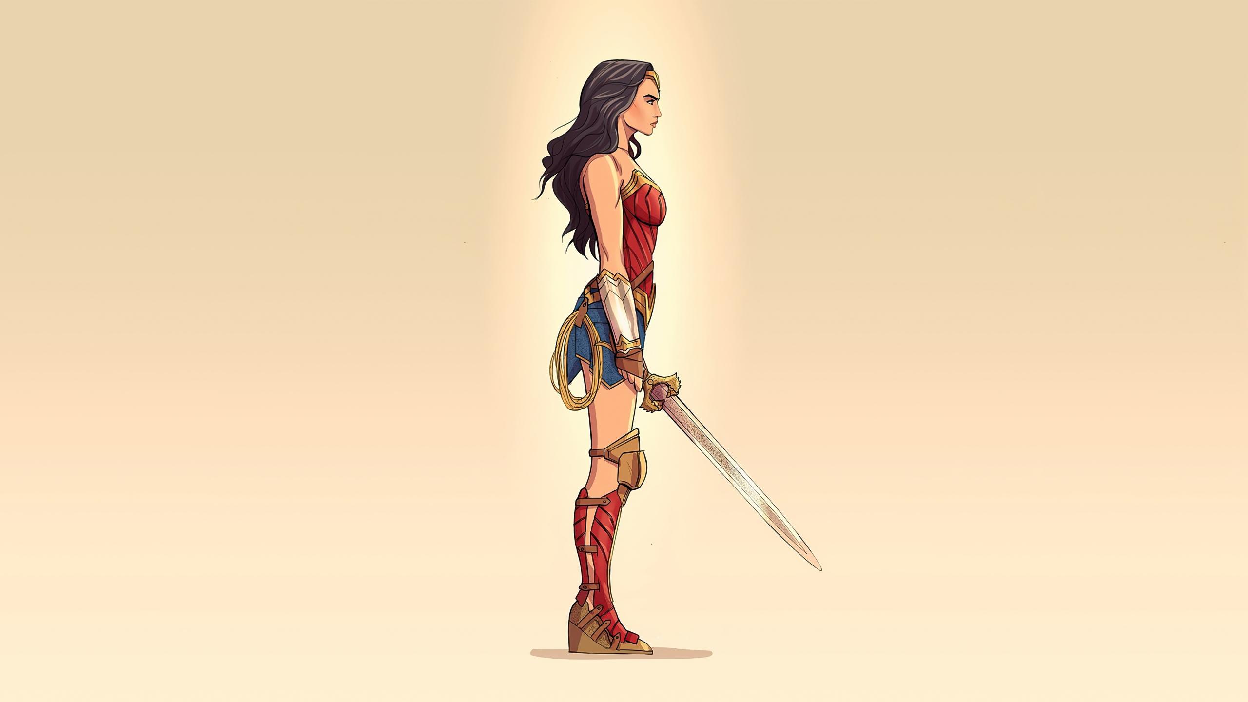 2560x1440 Minimalist Illustration of Wonder Woman Wallpaper 4k Ultra HD
