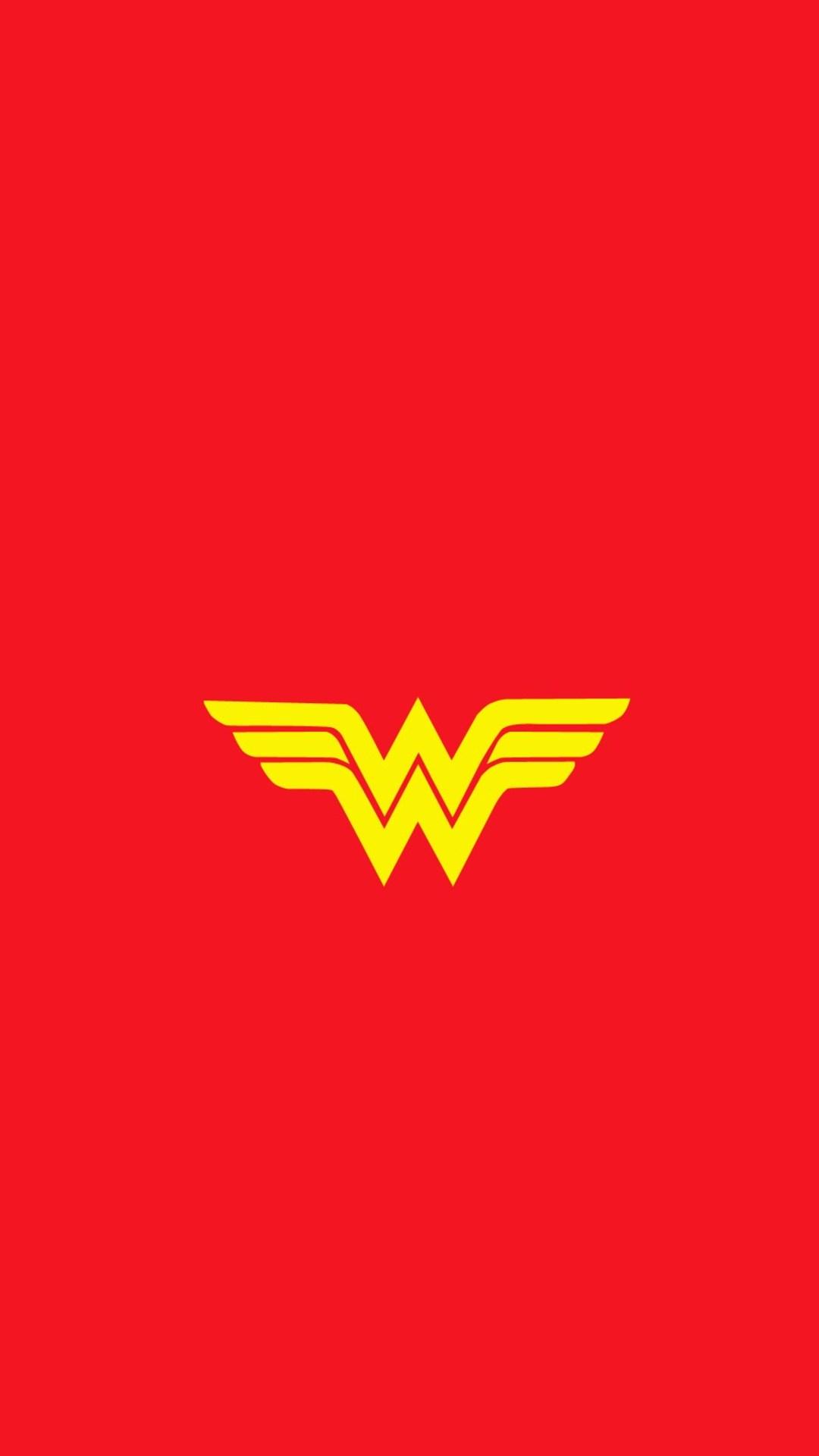 1080x1920 1080x1920 wonder woman, minimalism, super heroes, logo, red for iPhone 8 wallpaper