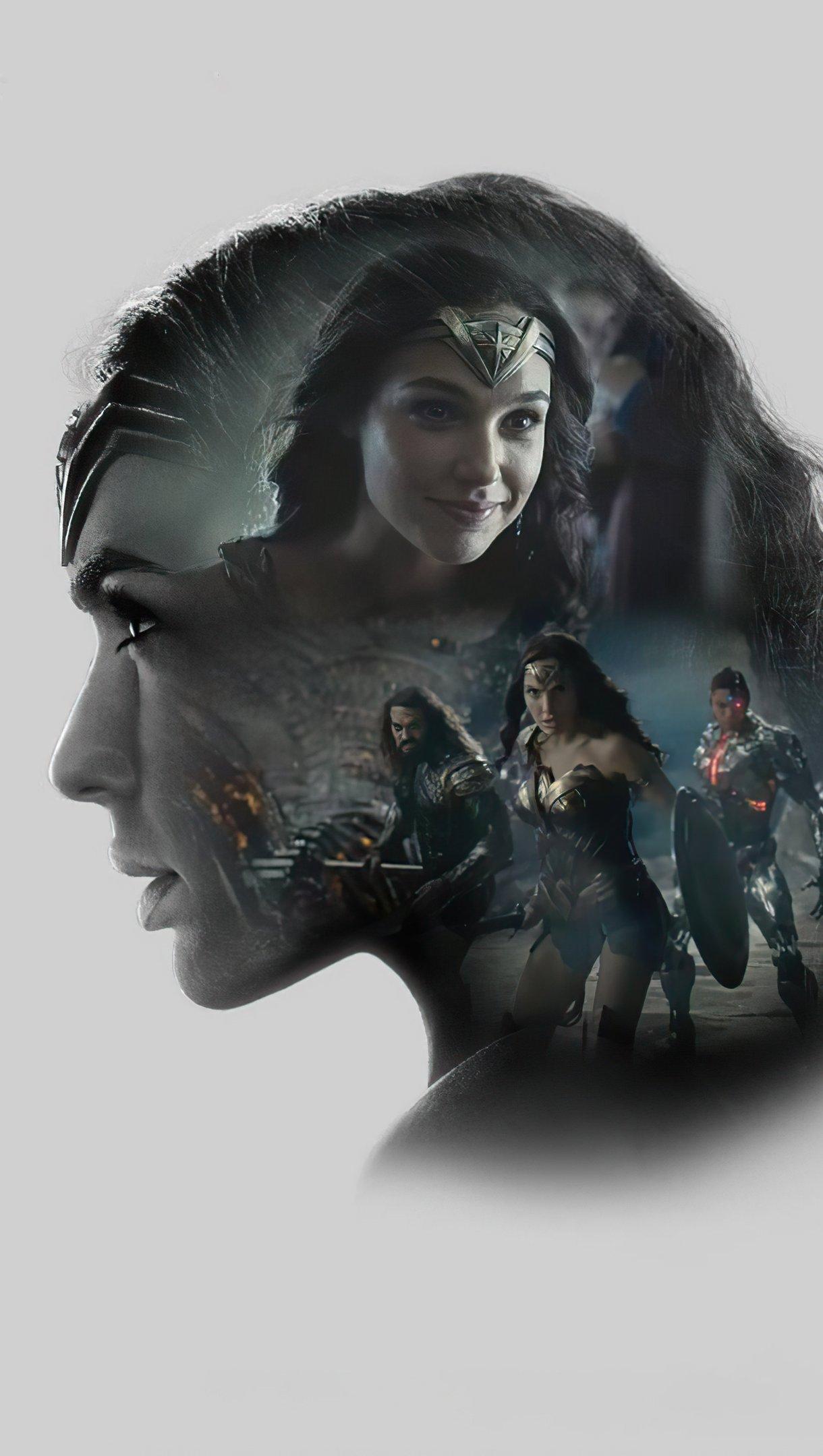 1220x2160 Gal Gadot as Wonder Woman Zack Snyder's Justice League Minimalist Wallpaper 4k Ultra HD
