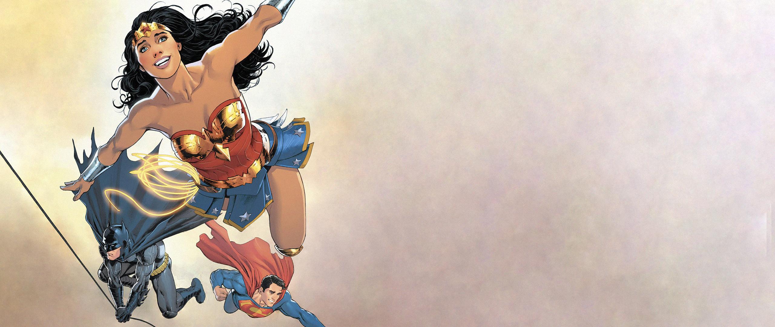 2560x1080 Desktop Wallpaper Minimal, Superman, Batman, Wonder Woman, HD Image, Picture, Background, 751c05