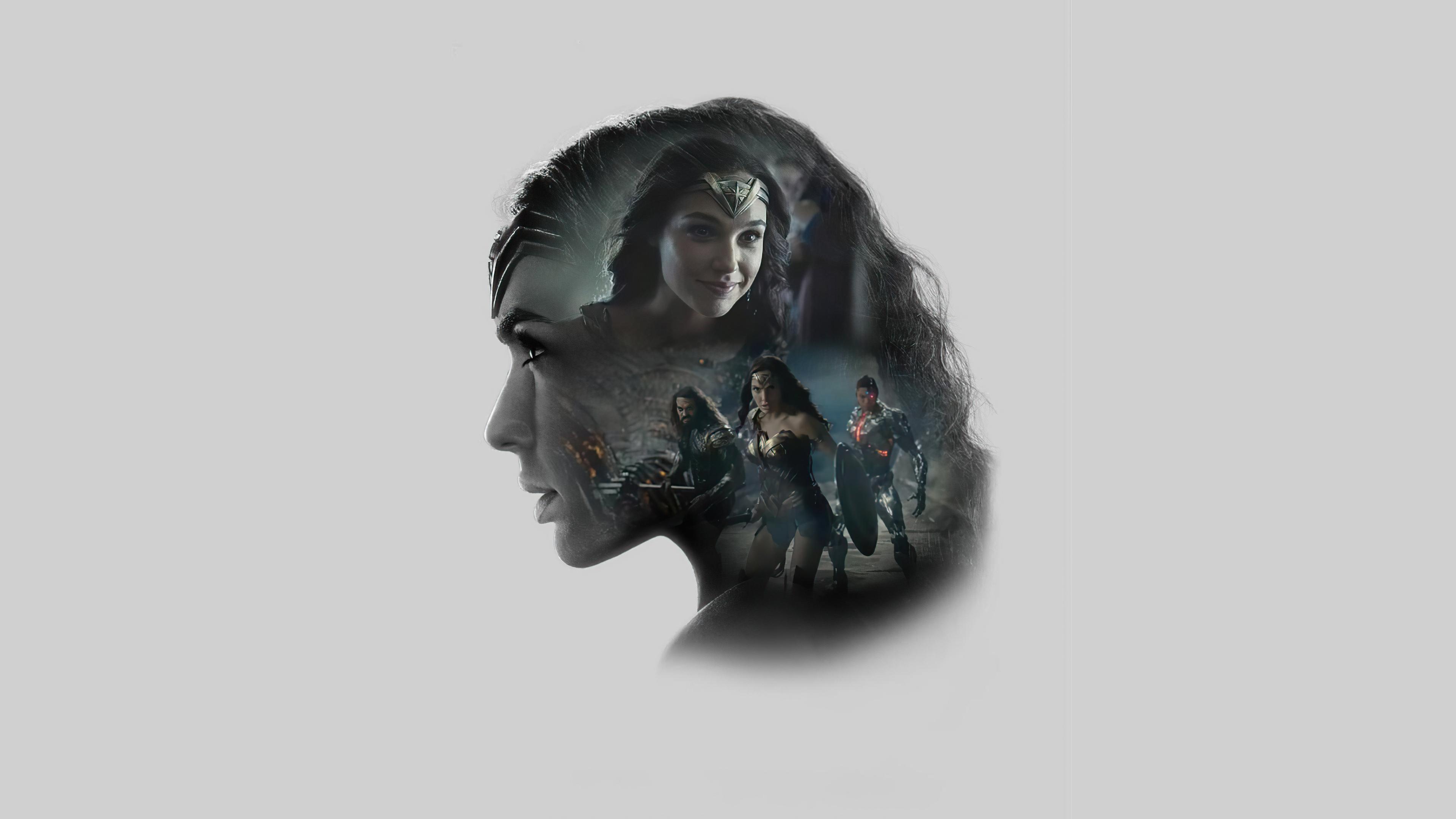 3840x2160 Gal Gadot as Wonder Woman Zack Snyder's Justice League Minimalist Wallpaper 4k Ultra HD