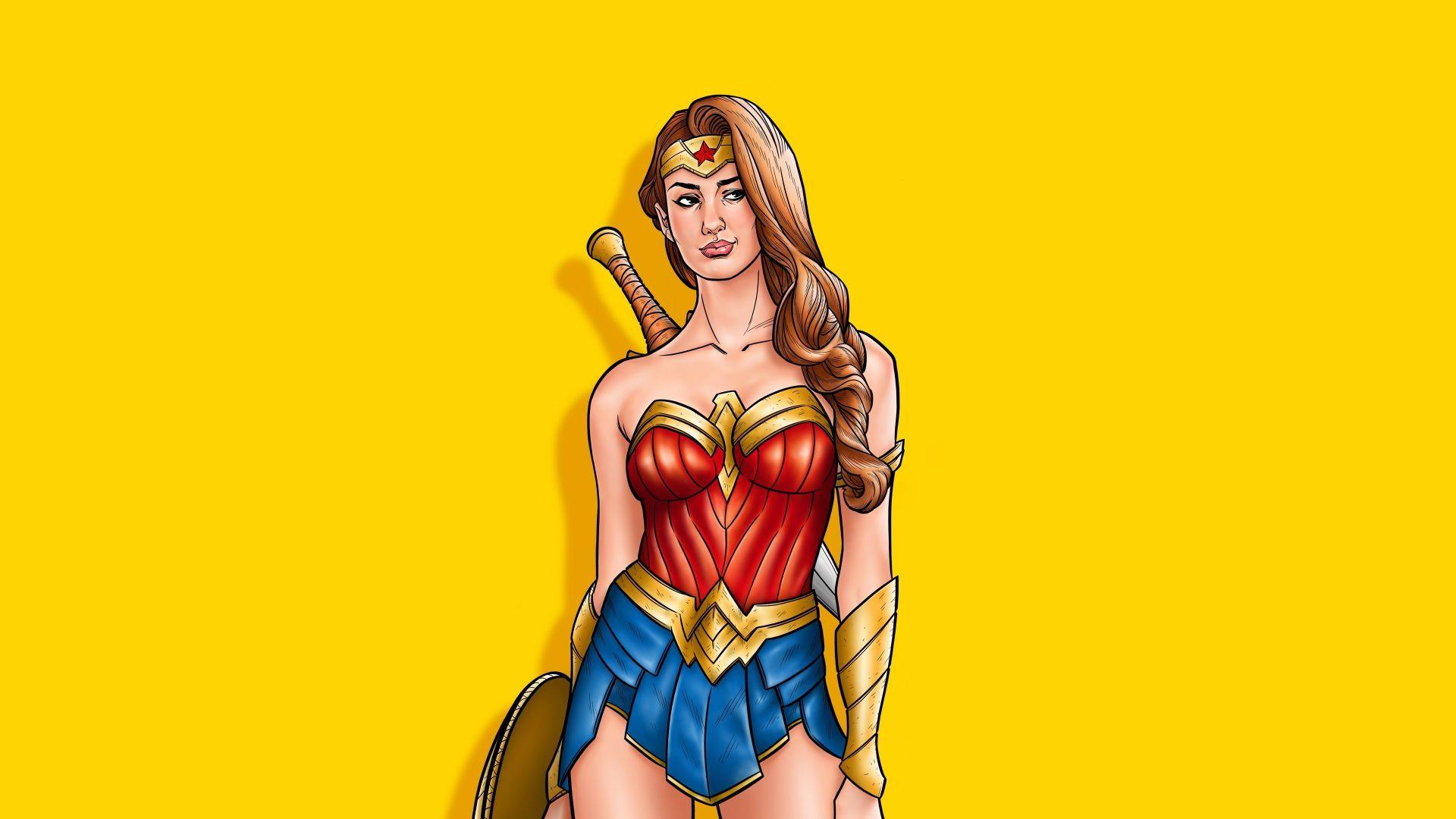 1920x1080 Desktop wallpaper wonder woman, warrior, minimal art, HD image, picture, background, 318015