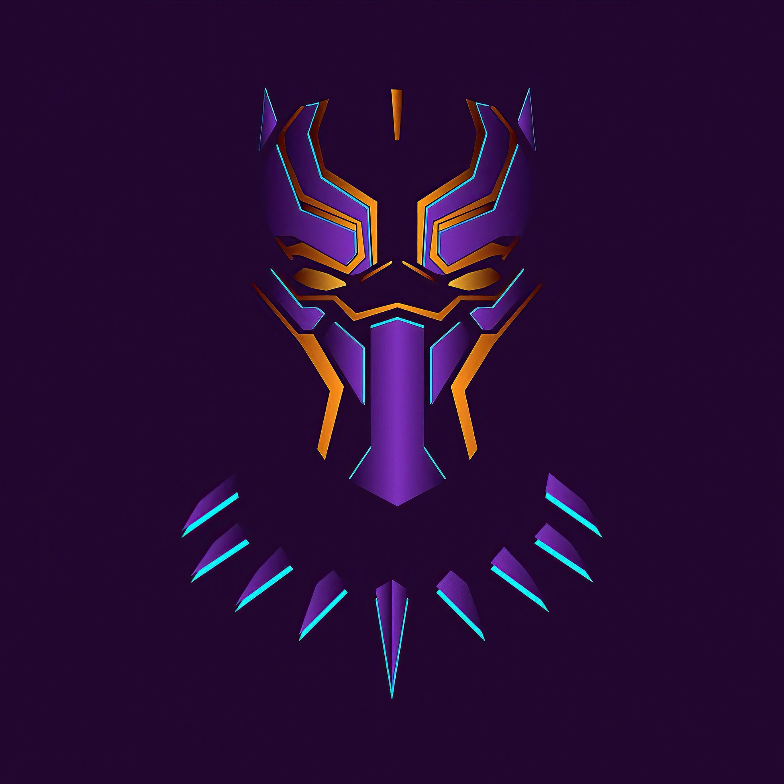 2560x2560 Black Panther Wallpaper 4K, Purple background, Minimal art, Graphics CGI