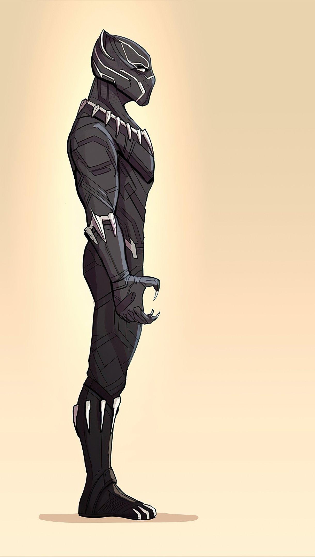 1220x2160 Minimalist Illustration of Black Panther Wallpaper 4k Ultra HD