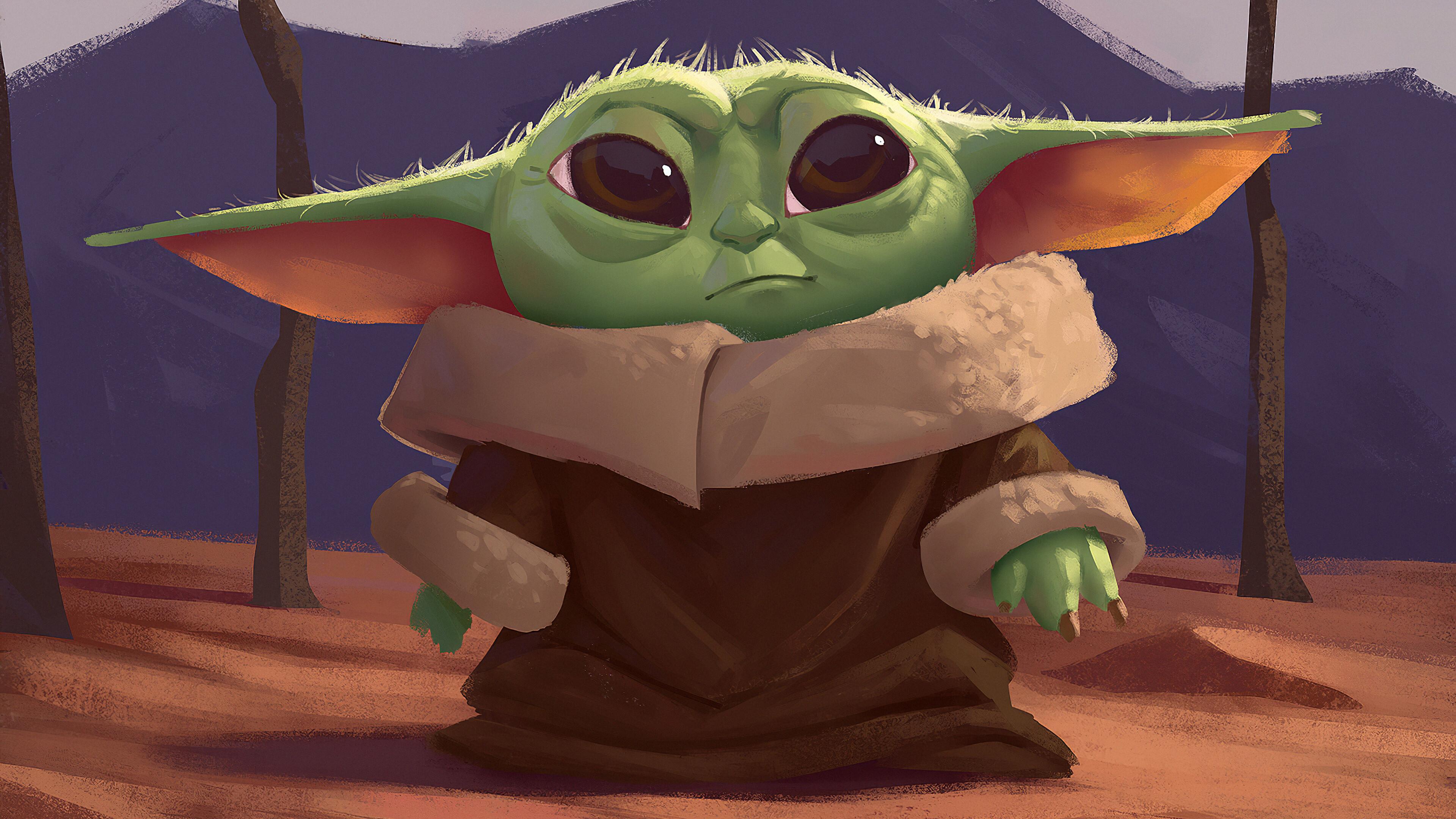 3840x2160 Blue Baby Yoda Wallpaper