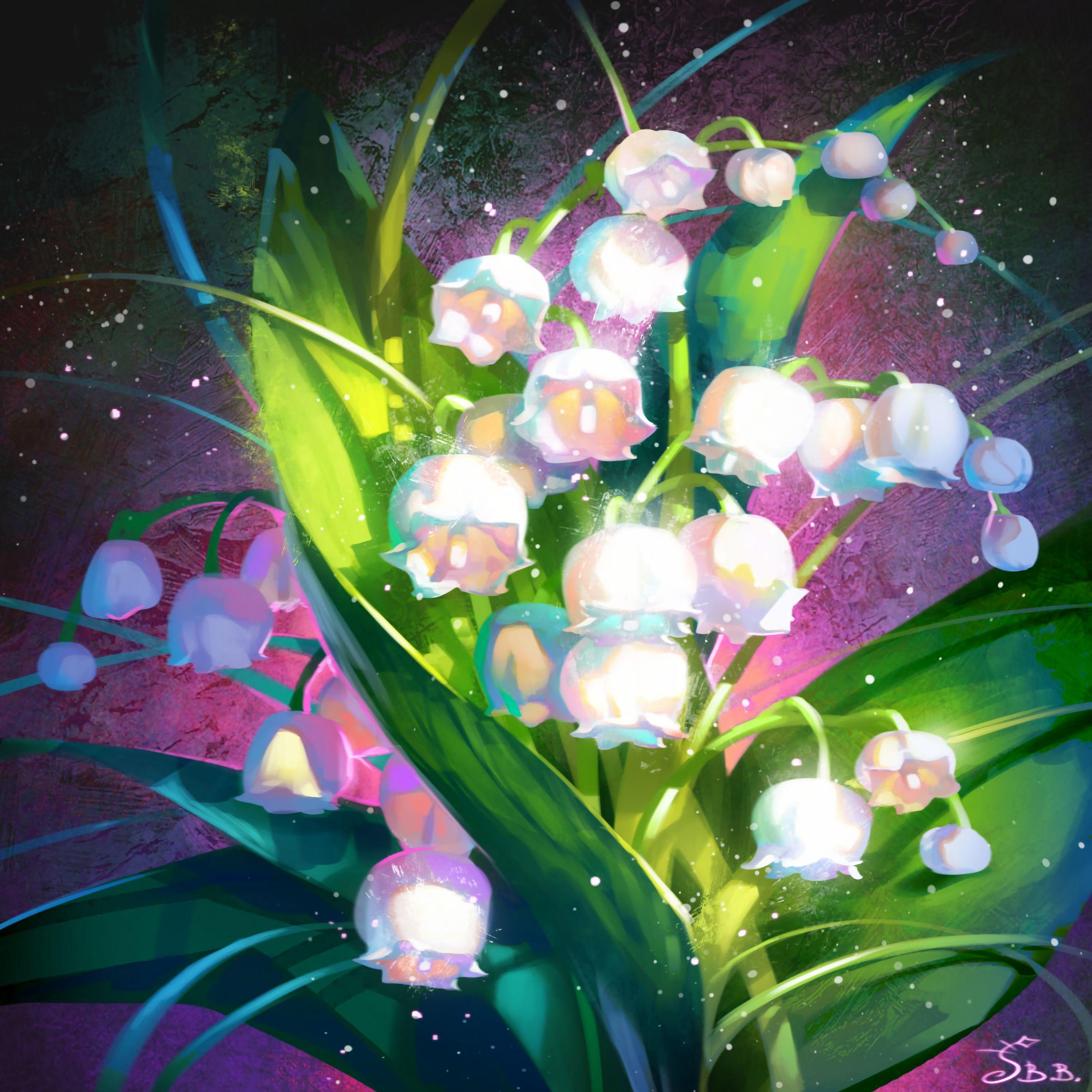 3000x3000 Download mobile wallpaper: Flowers, Art, Lily Of The Valley, Bouquet, free. 115168