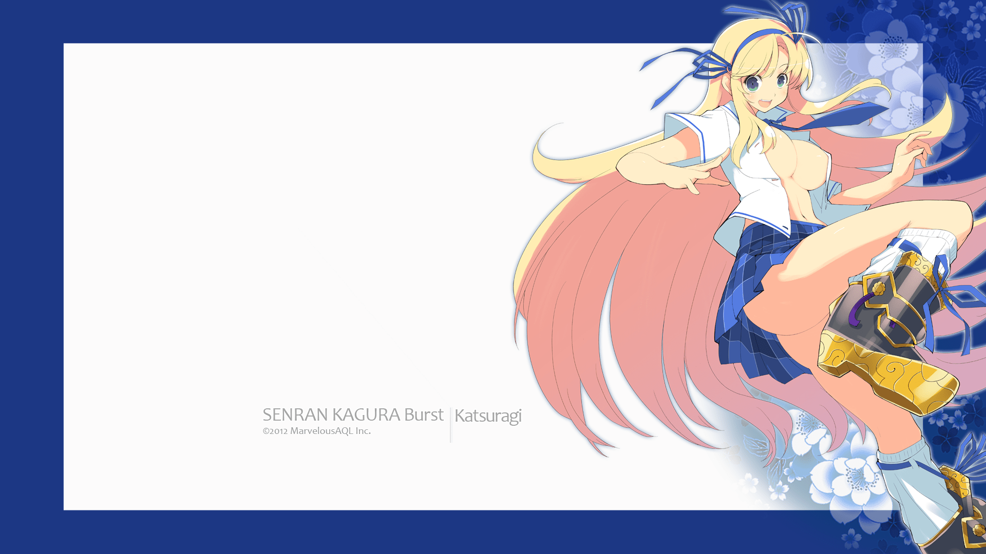 1920x1080 yaegashi nan senran kagura katsuragi cleavage no bra open shirt seifuku wallpaper