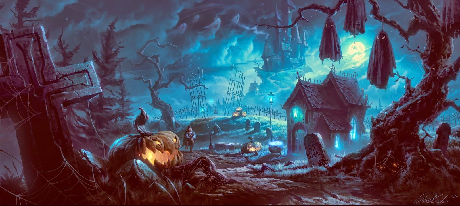 1600x718 Halloween scary horror nights scarecrow pumpkin haunted house HD image