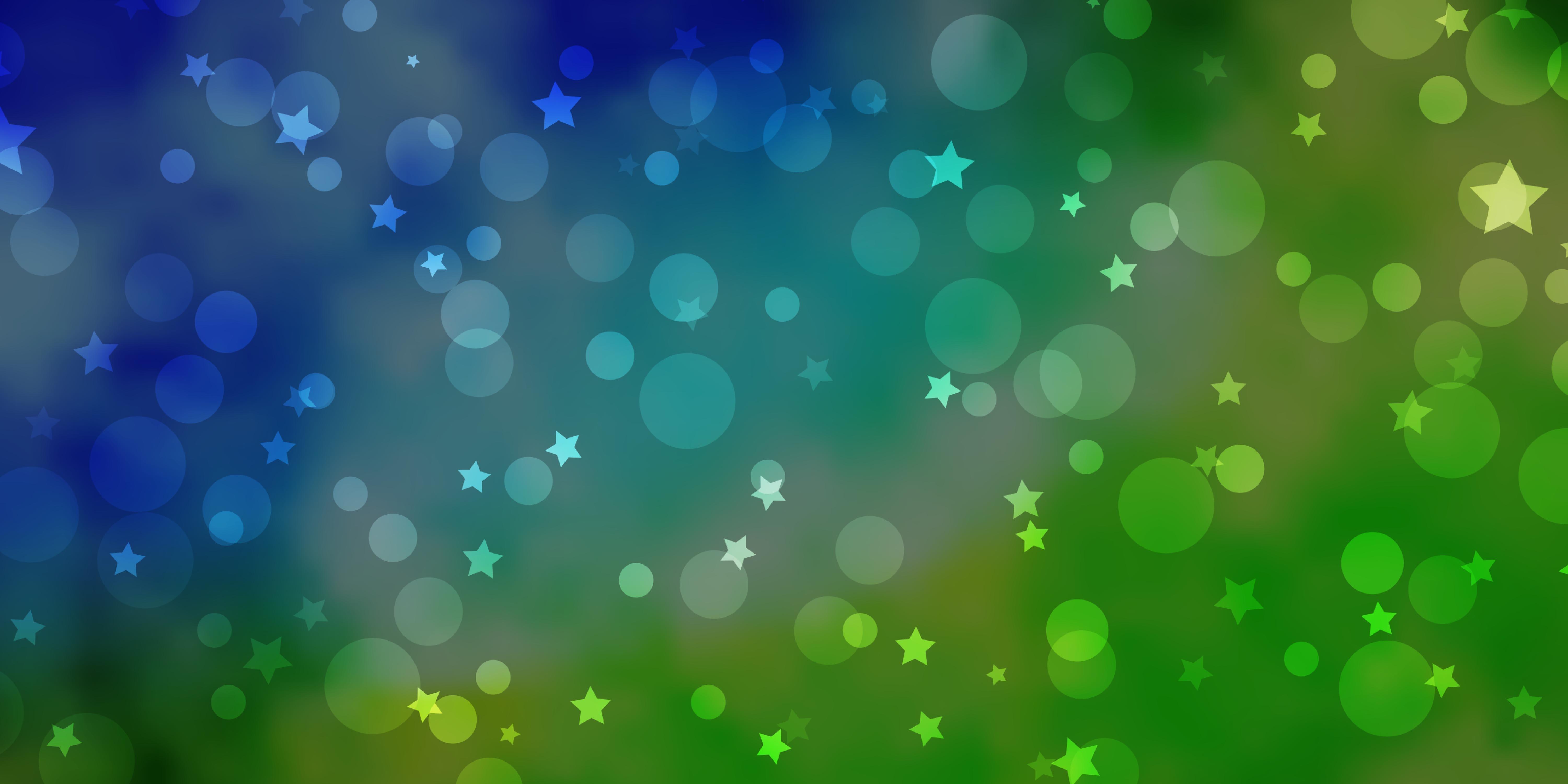 6000x3000 Light Blue Green vector texture with circles stars Abstract illustration with colorful shapes of circles stars Pattern for design of fabric wallpaper