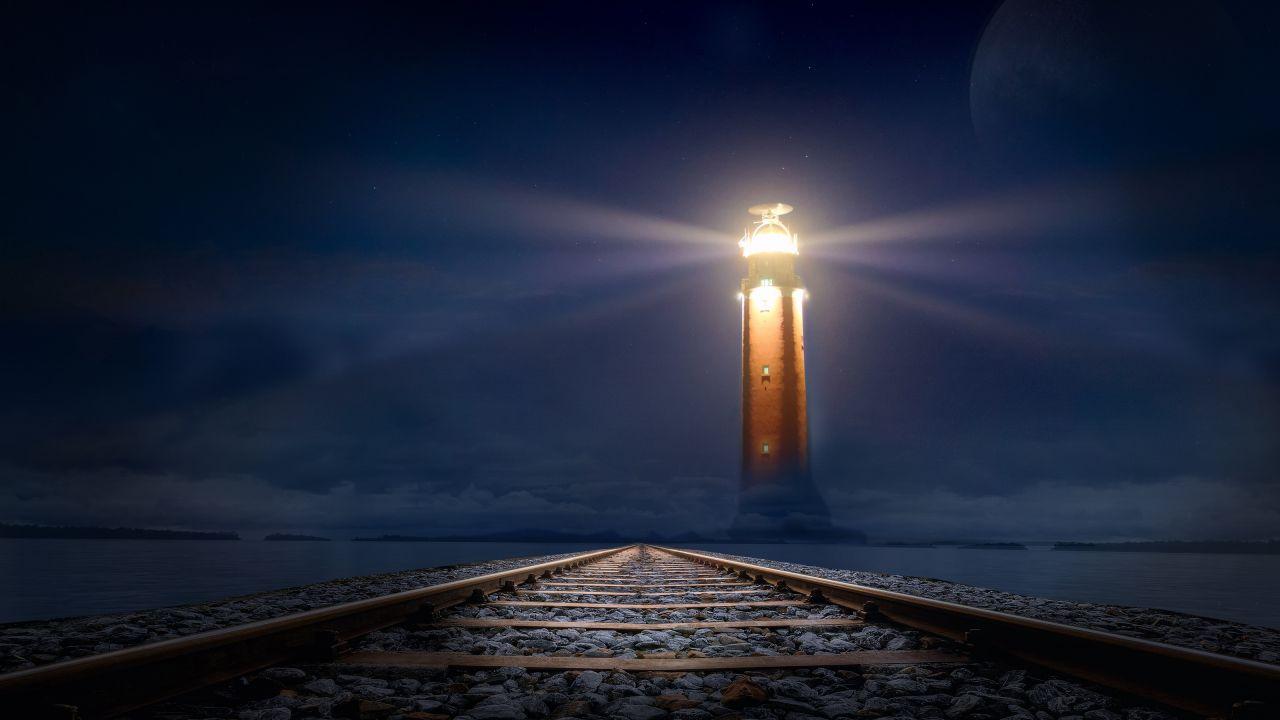 1280x720 Dark Lighthouse At Night