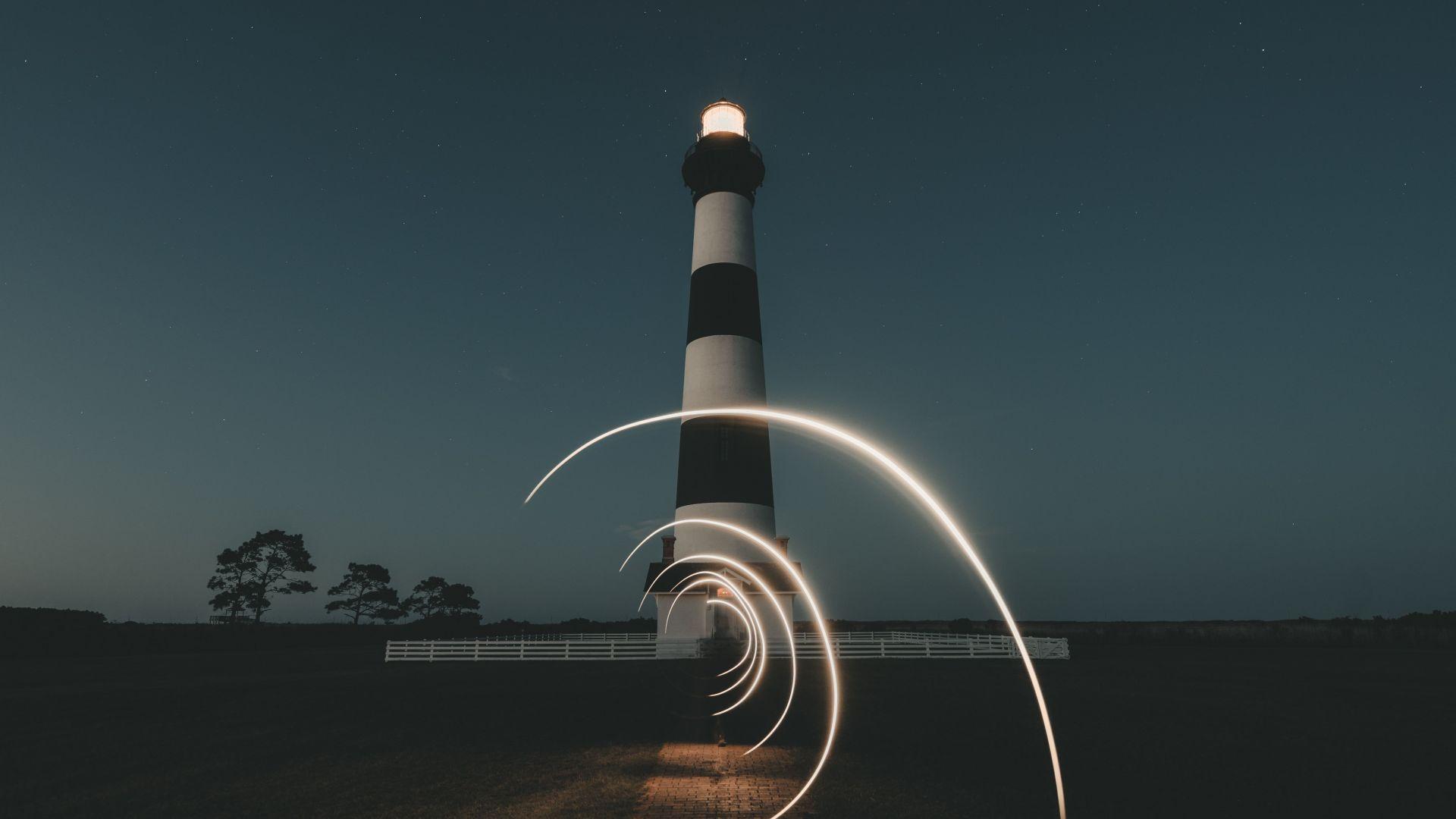 1920x1080 Desktop wallpaper lighthouse, landscape, night, HD image, picture, background, af9bc9
