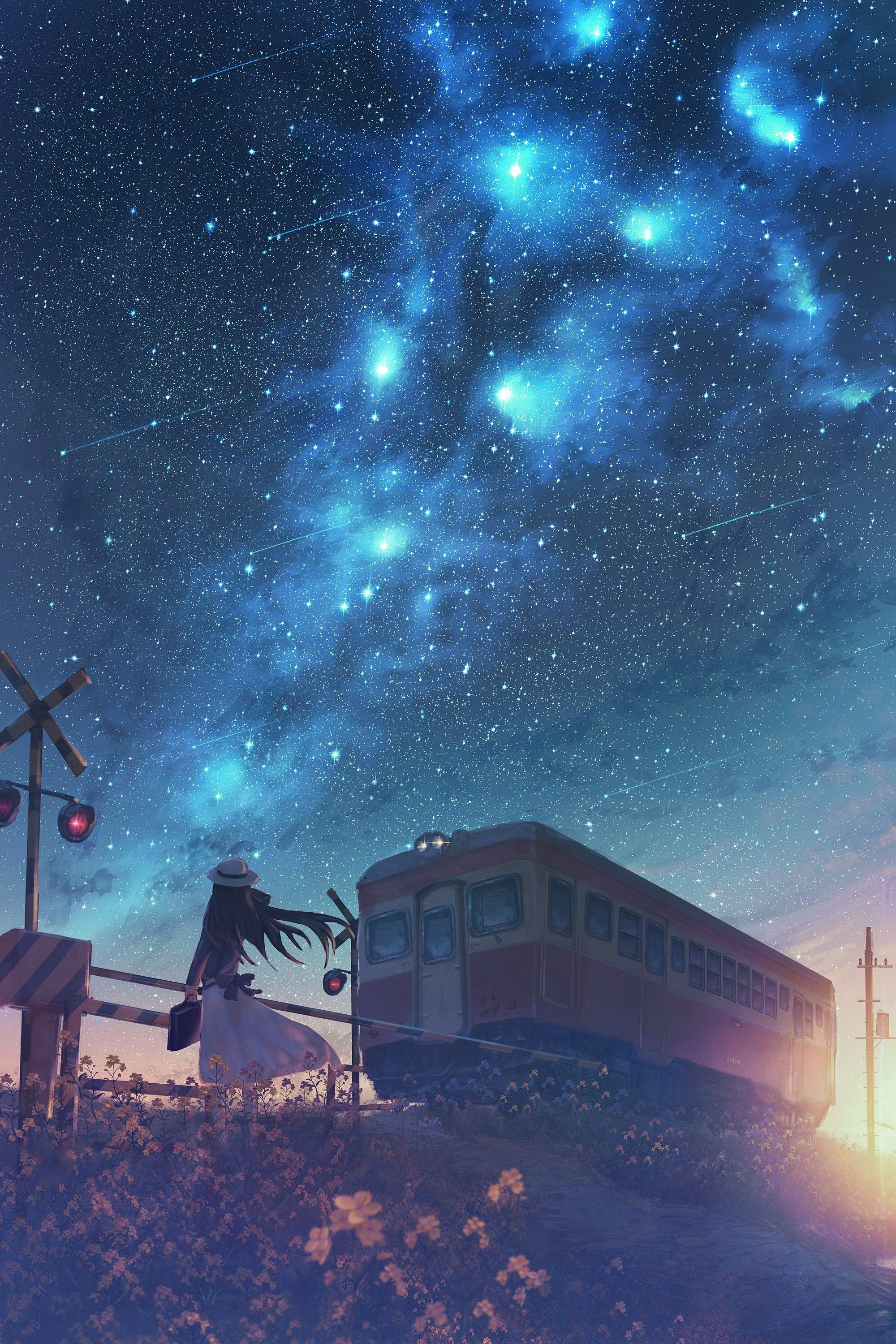 2000x3000 Anime Aesthetic Night Sky Wallpaper