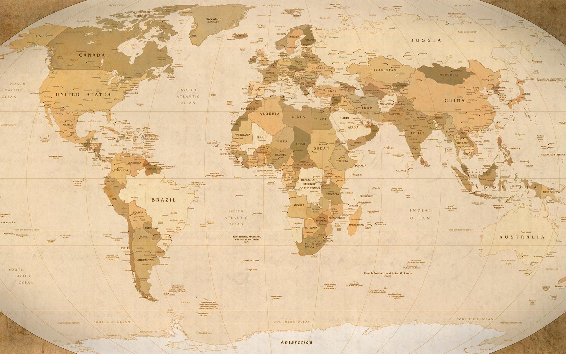 1920x1200 Vintage World Map Desktop Wallpaper