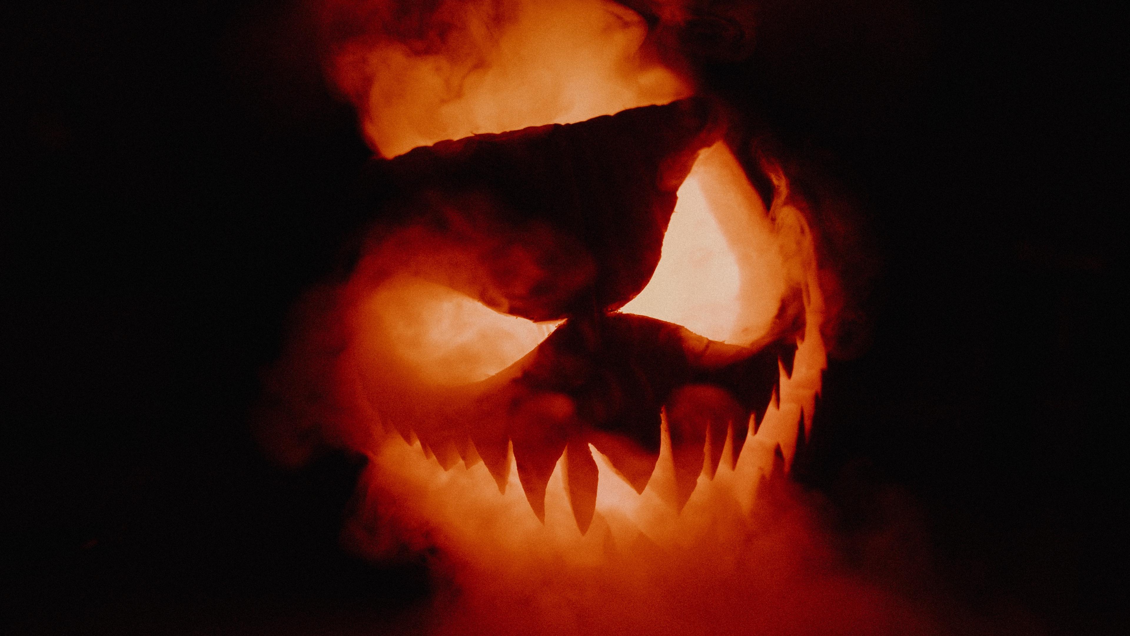 3840x2160 Wallpaper 4k halloween, pumpkin, smoke 4k halloween, pumpkin, Smoke