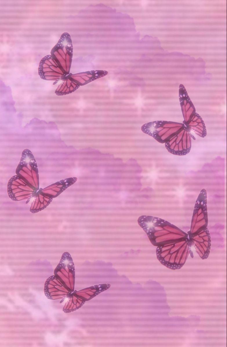 783x1200 Pink Butterfly Aesthetic Wallpaper