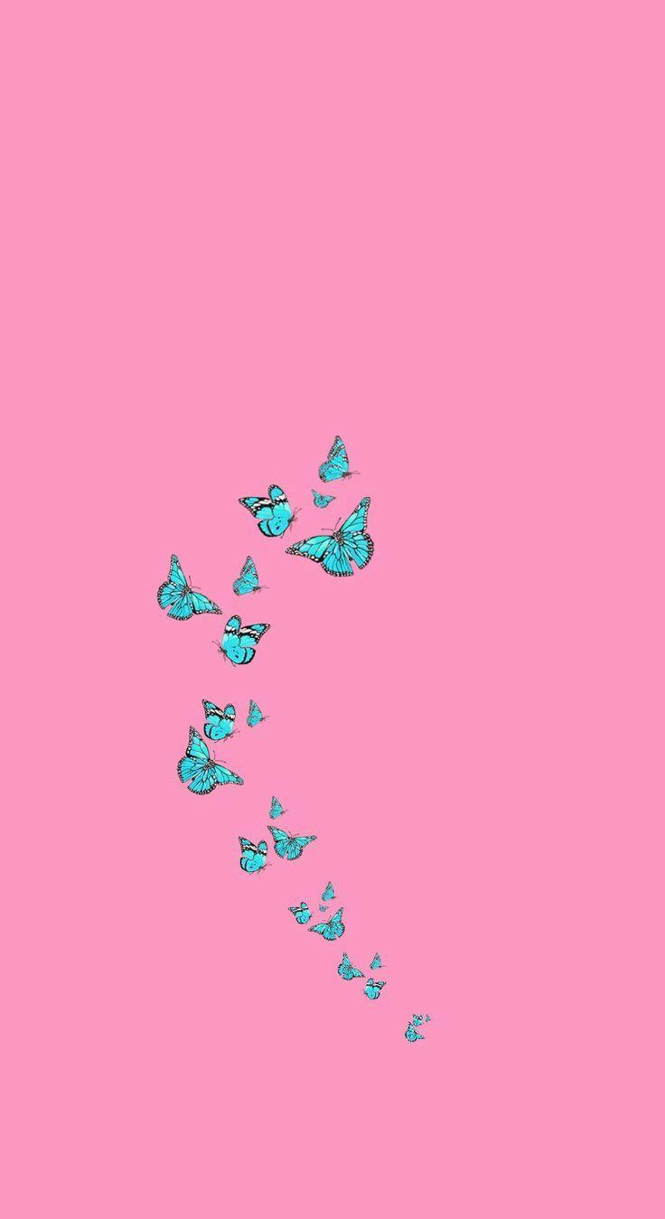736x1349 iPhone Wallpaper Butterfly Pink
