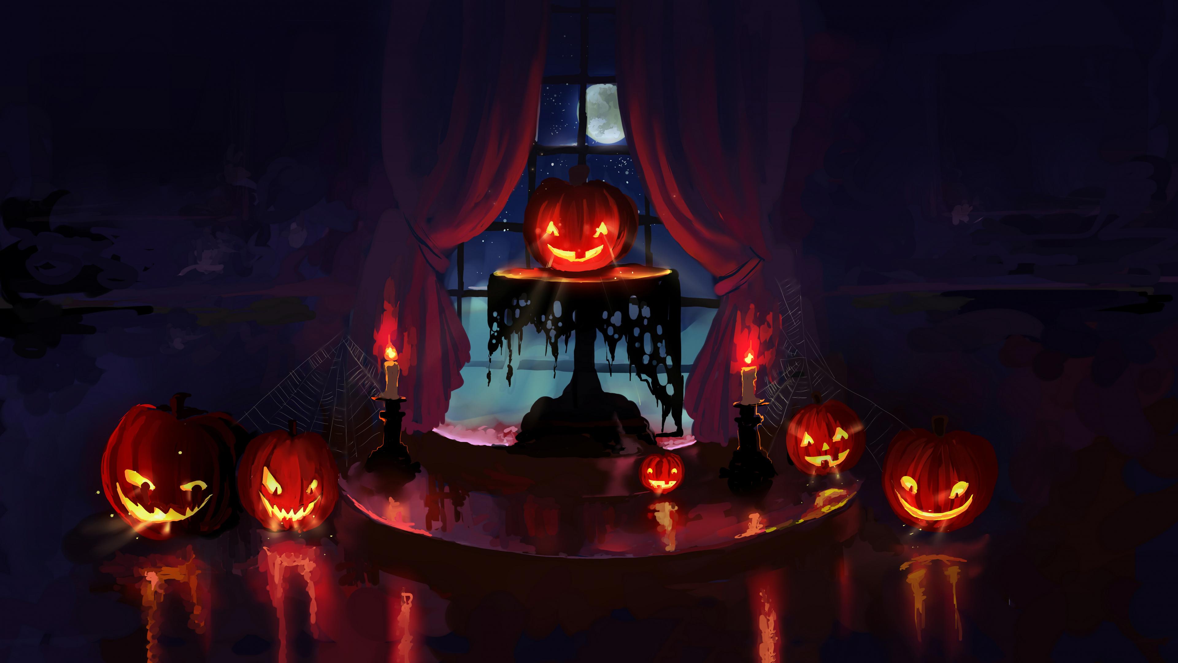 3840x2160 Download 3840x2160 wallpaper pumpkin, yellow, halloween party, 4k, uhd 16: widescreen, 3840x2160 HD image, background, 23175