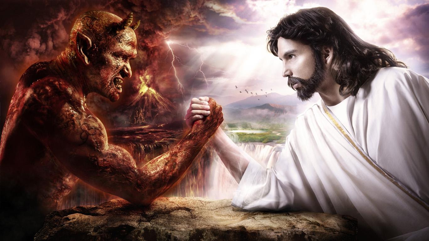 1366x768 Download Wallpaper, Download devil arm fantasy art jesus christ chuck norris satan heaven and hell 1366x768 wallpaper Wallpaper –Free Wallpaper Download