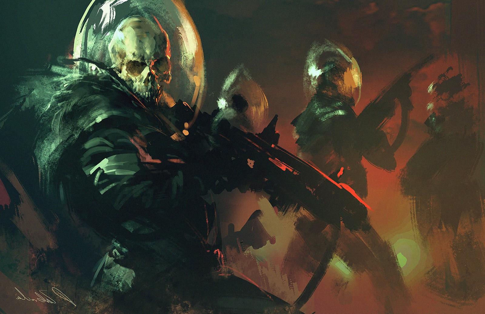 1600x1035 artwork, Fantasy Art, Concept Art, Space, Spacesuit, Death, Horror, Skull Wallpaper HD / Desktop and Mobile Background