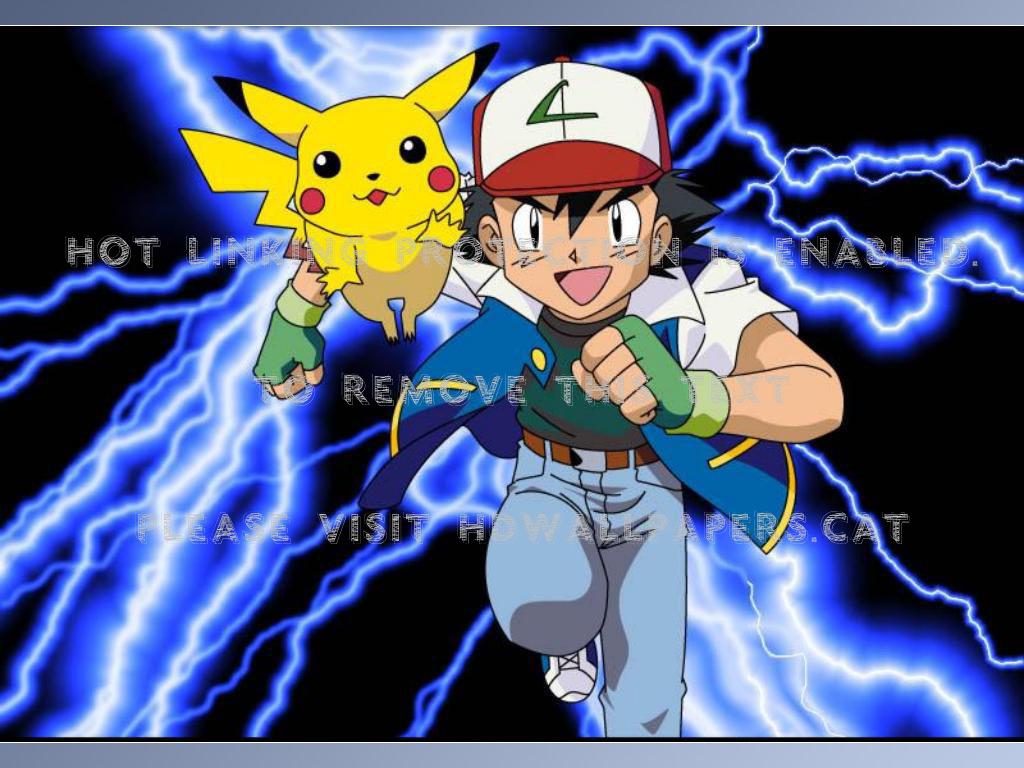 1024x768 the team of two ash pikachu anime pokemon