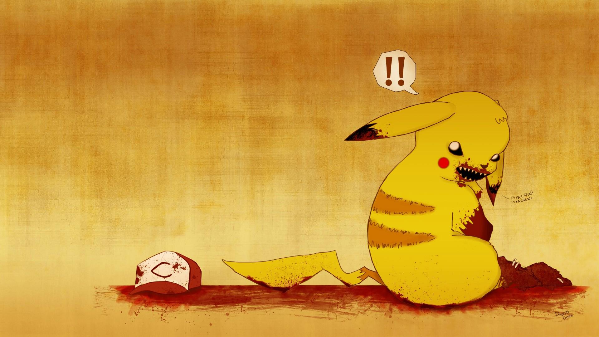 1920x1080 Drawn Pikachu Wallpaper Eating Ash