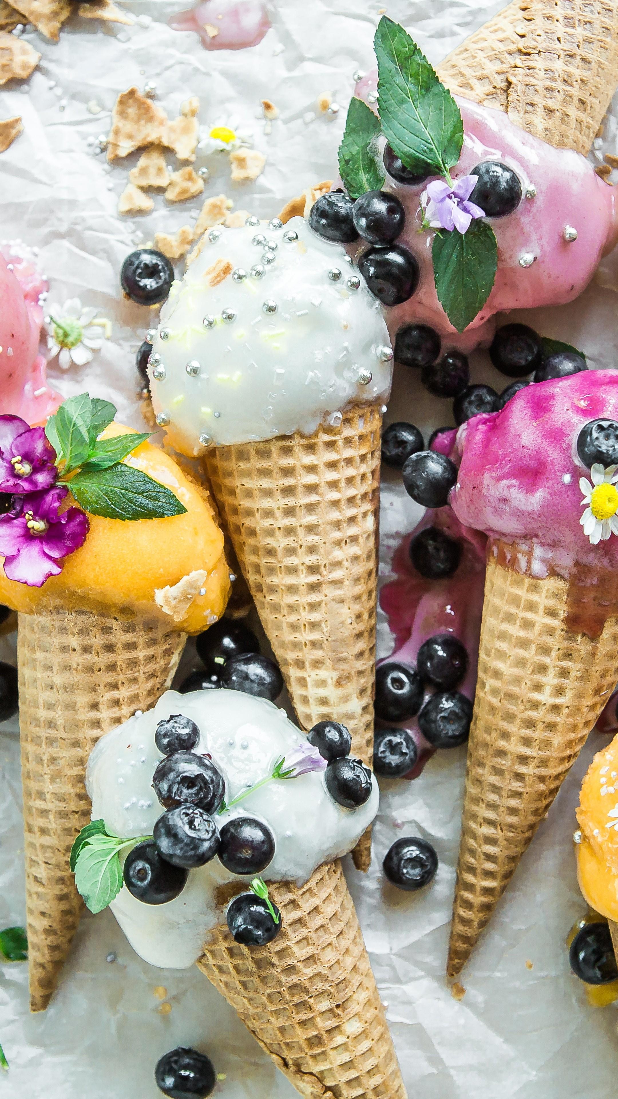 2160x3840 Ice Cream Cake Dessert Berries Wallpaper - [2160x3840]