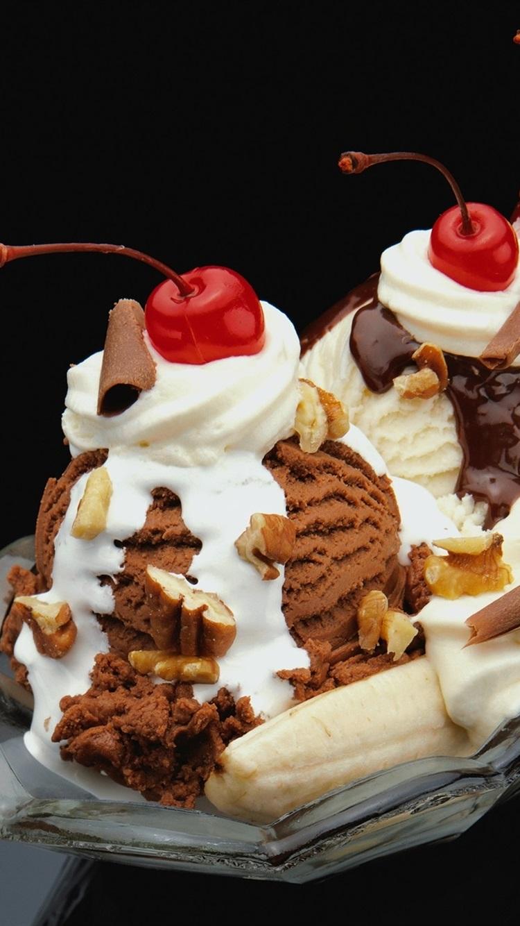 750x1334 Dessert, Chocolate, Ice Cream, Cherries 750x1334 IPhone 8 7 6 6S Wallpaper, Background, Picture, Image