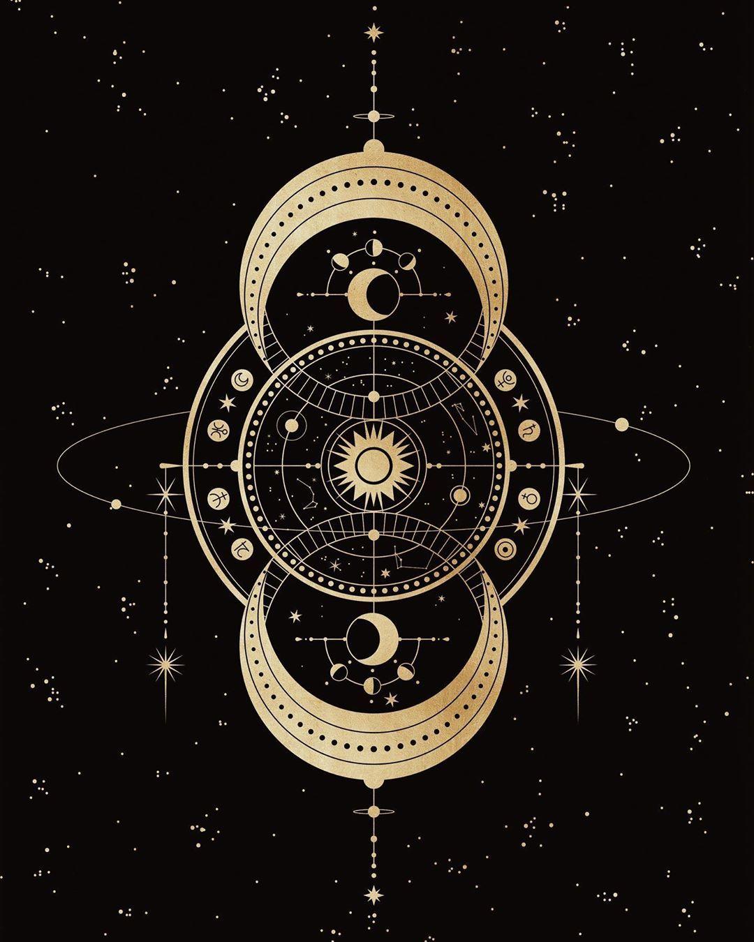 1080x1350 Cocorrina & Co on Instagram: “No. 23 The Astrolabe (Compass) from the Luna Aurea Oracle Deck.. Navigation, guidan. Mond zeichnung, Astrologie, Hintergrundbilder