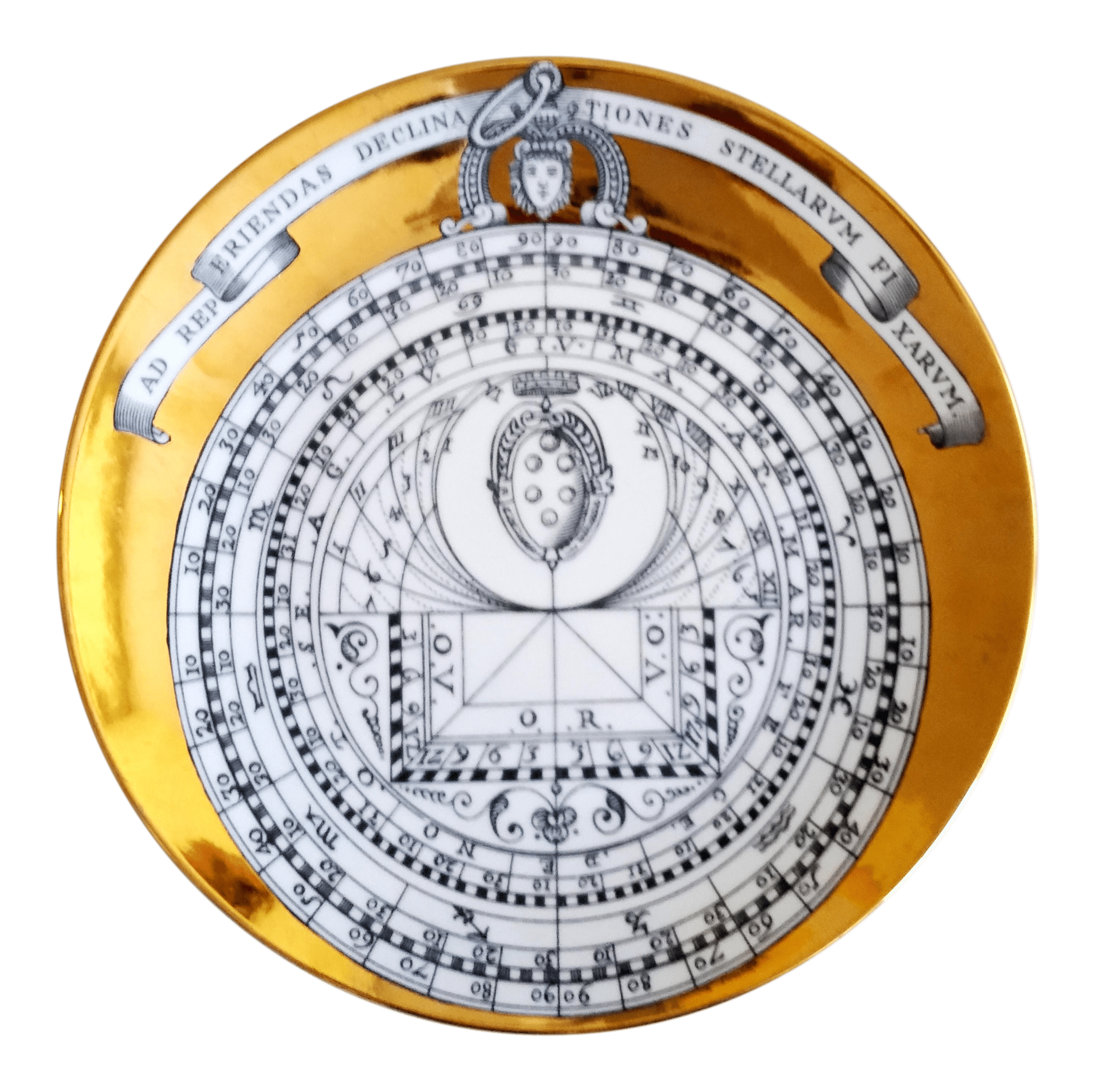 2978x2969 Vintage Piero Fornasetti Porcelain Astrolabe Plate for 1966 in Series