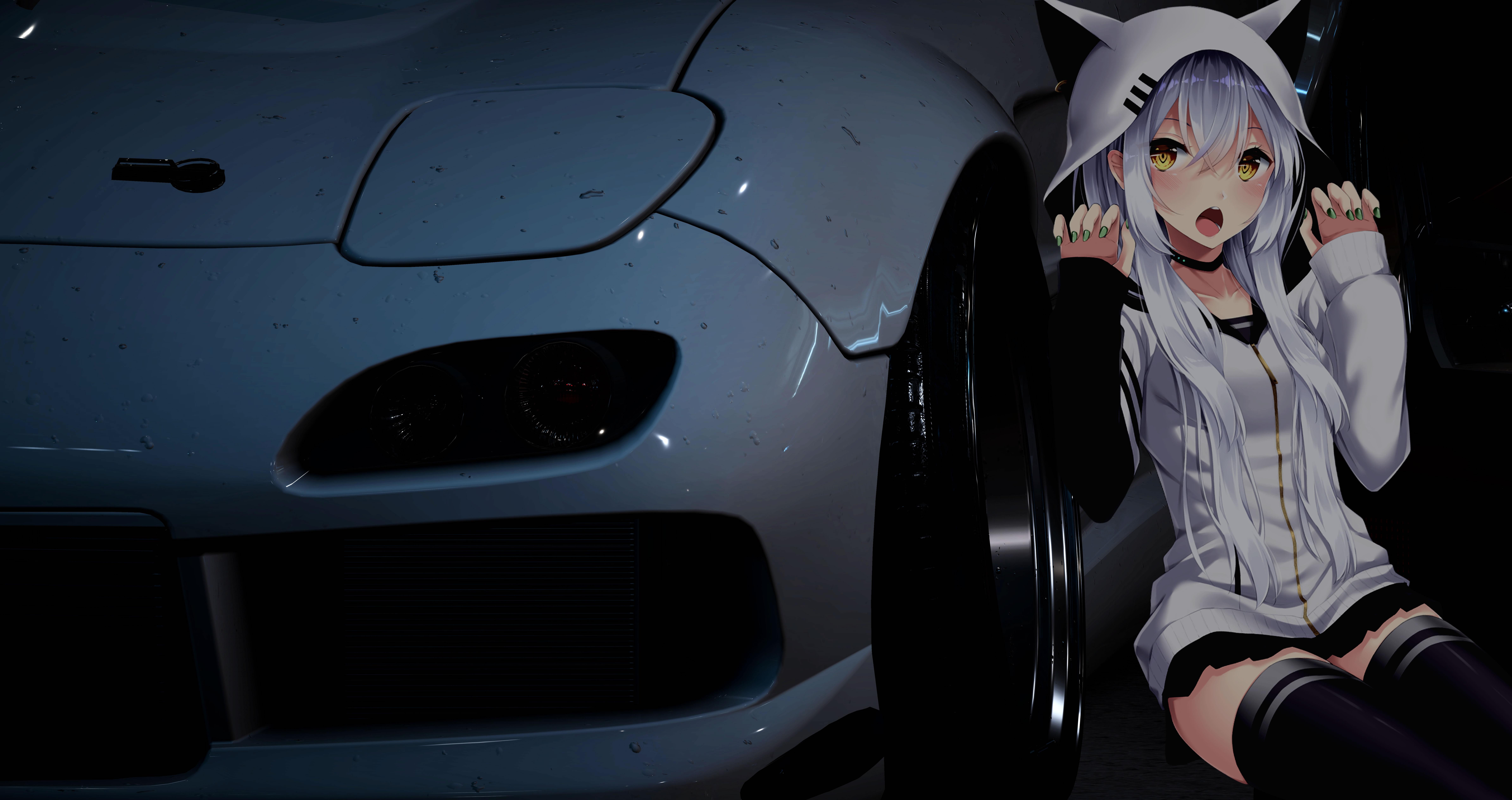 9556x5056 Neko Ears JDM Itasha Wallpaper:9556x5056