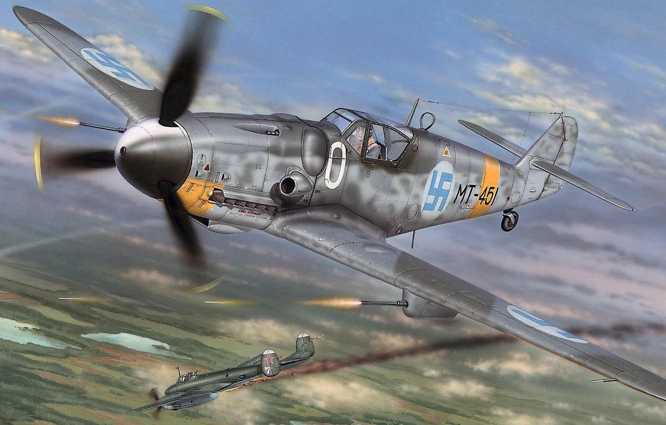 1332x850 Wallpaper Messerschmitt, Finland, Single Engine Piston Fighter Low, The Most Popular Model BF BF109 G 6 Image For Desktop, Section авиация
