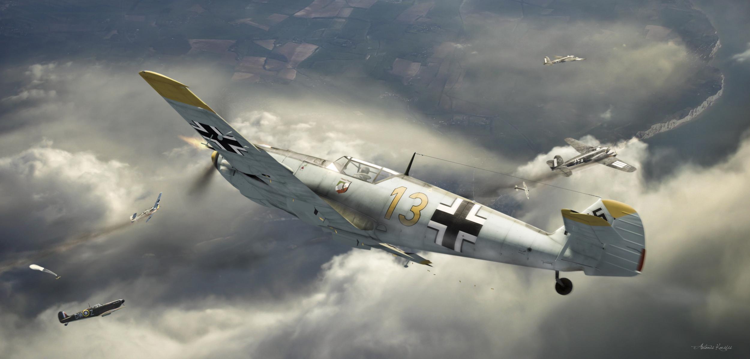 2500x1196 Messerschmitt Bf 109 Wallpaper