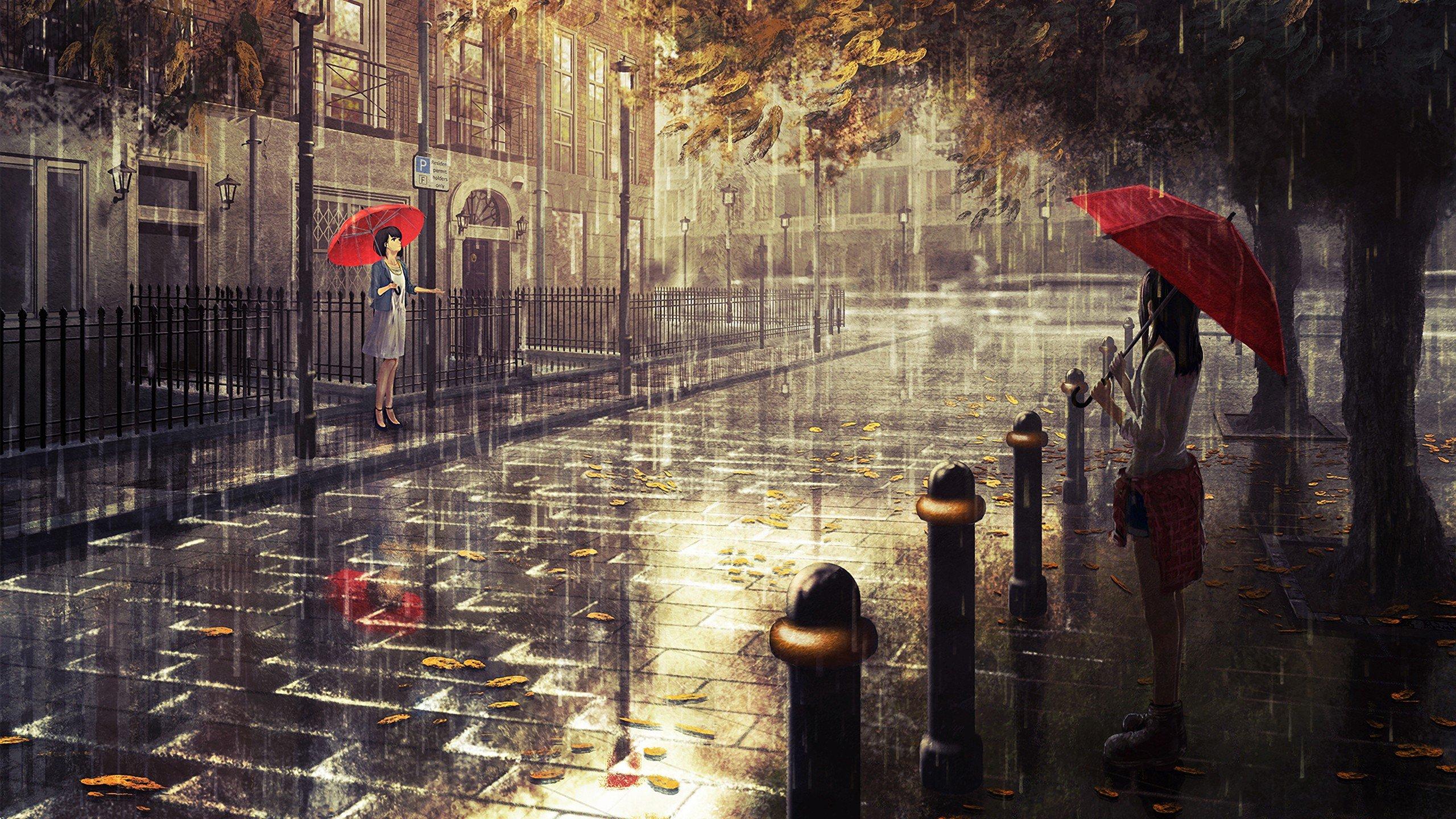anime girls, Women, Rain, Umbrella Wallpapers HD / Desktop and Mobile ...