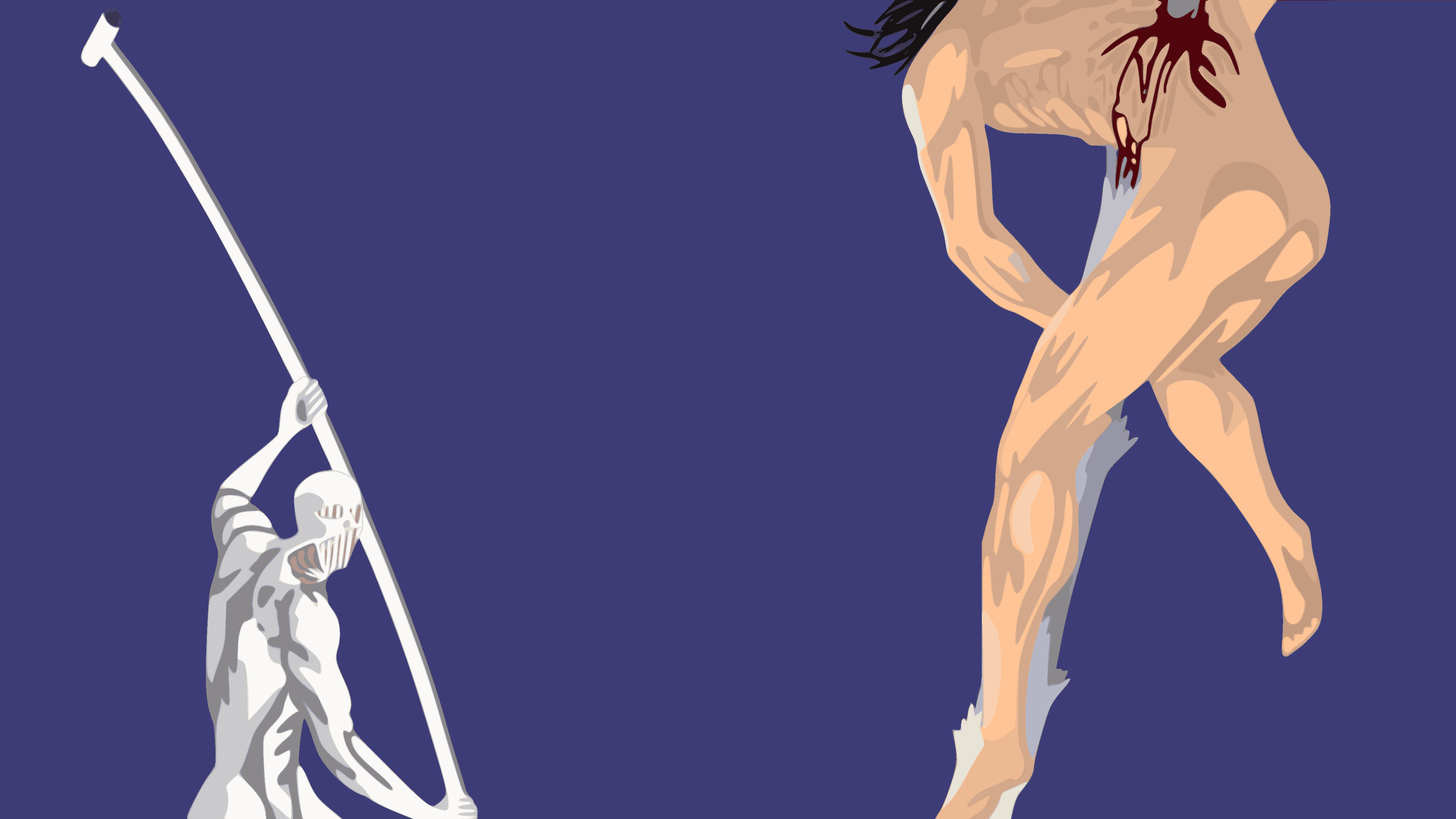 3840x2160 Eren vs Warhammer Titan Minimalist Wallpaper [Shingeki no Kyojin] (3840x2160): Animewallpaper
