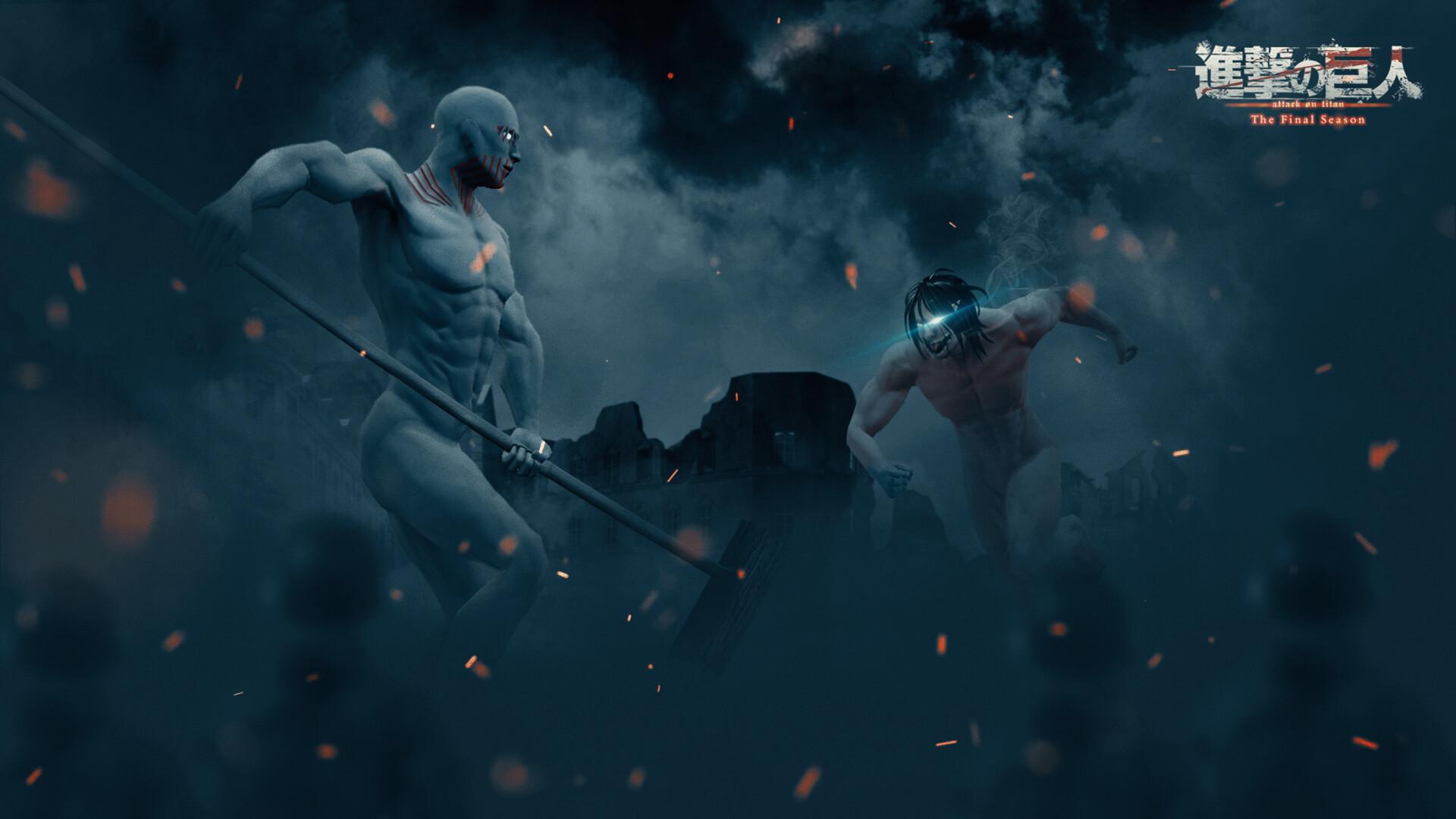 1920x1080 Attack Titan vs War Hammer Titan